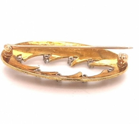 Yellow Gold Bead Blast Pin with Diamonds – Empire Diamond – view 3