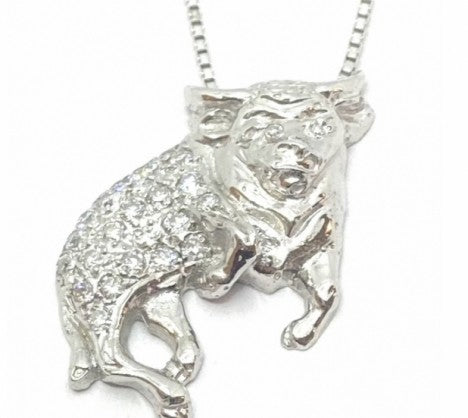 White Gold Pave Diamond Bull Pendant – Empire Diamond