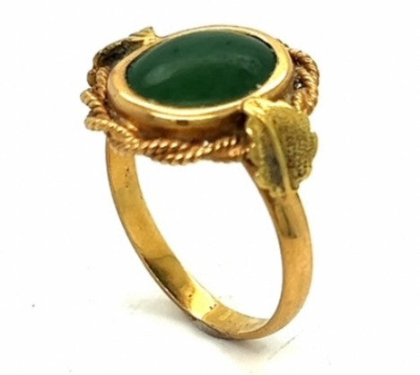 Delicate Jade Ring in Yellow Gold – Empire Diamond
