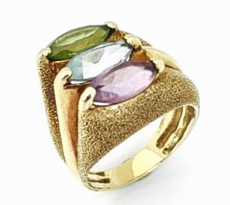 Tri-Color Brush Finish Cocktail Ring – Empire Diamond