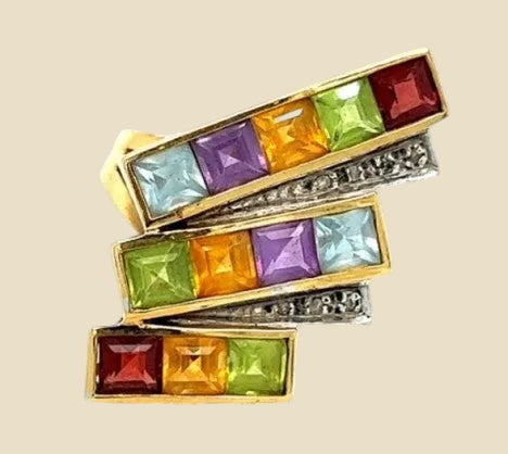 Yellow Gold Channel Set Garnet, Peridot, Citrine, Amethyst and – Empire Diamond – view 3
