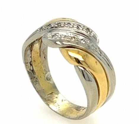 Tri-Color Diamond Bypass Band/Ring – Empire Diamond – view 2