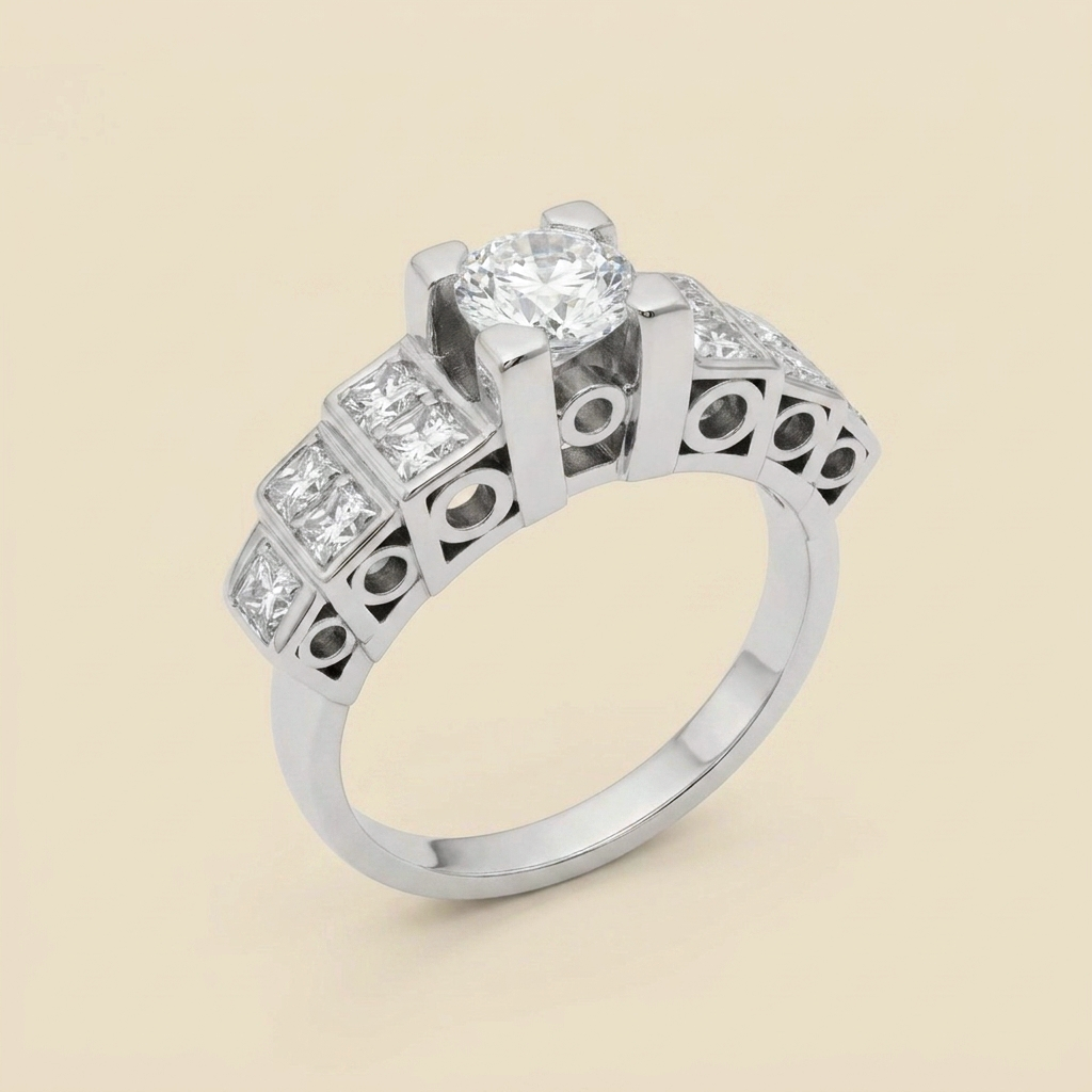 Platinum 4-Prong Diamond Engagement Ring - alternate view