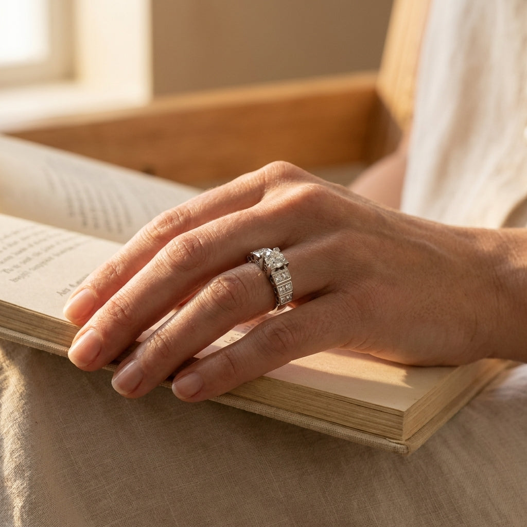 Platinum 4-Prong Diamond Engagement Ring - editorial