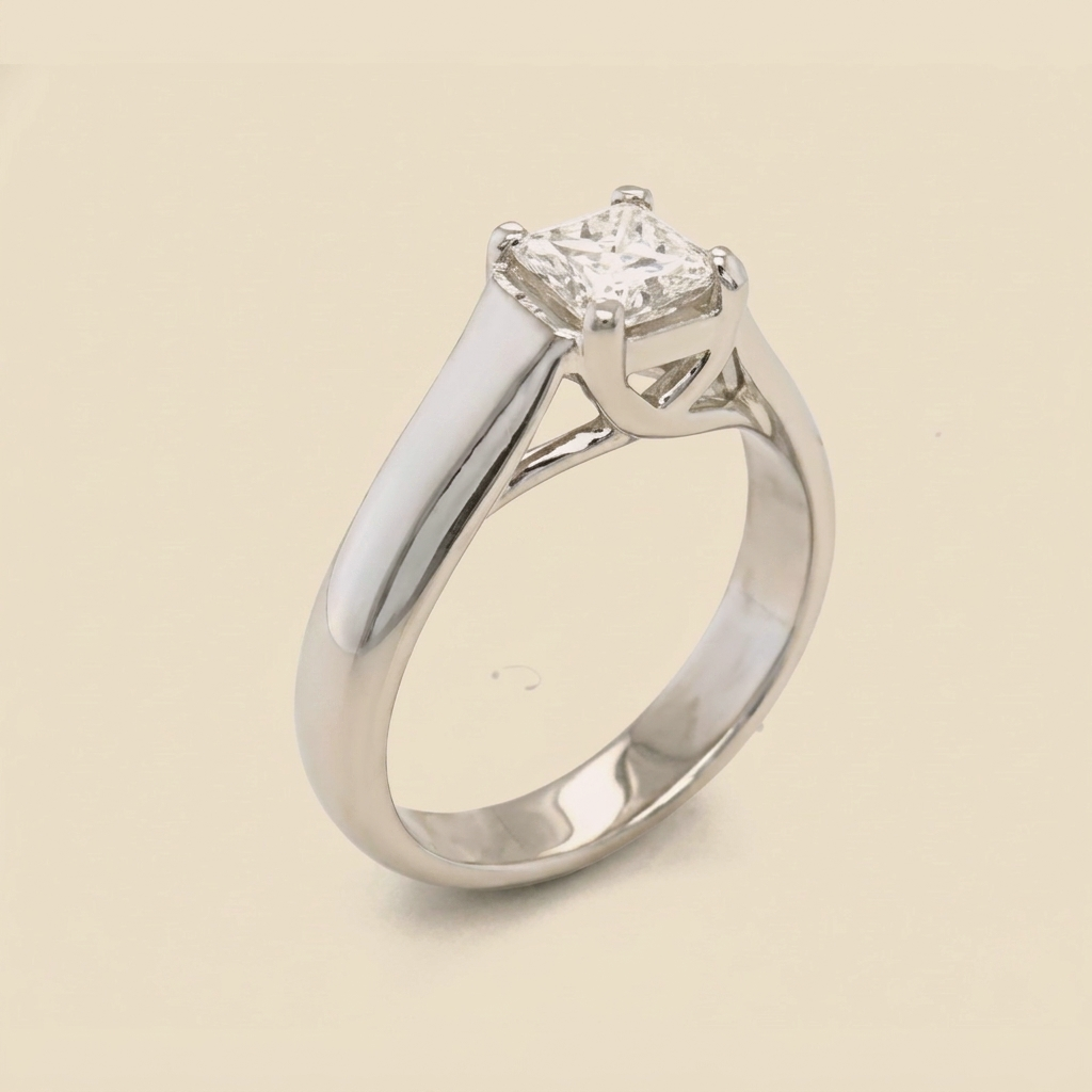 Platinum Diamond Solitaire Engagement ring - alternate view