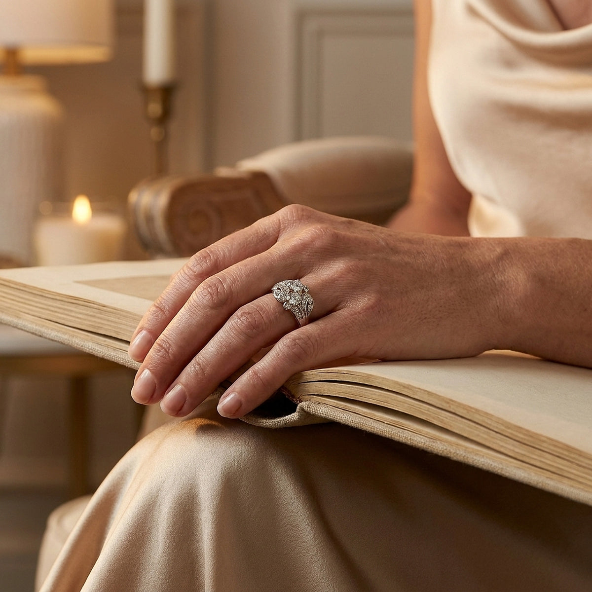 White Gold Diamond Cocktail Ring