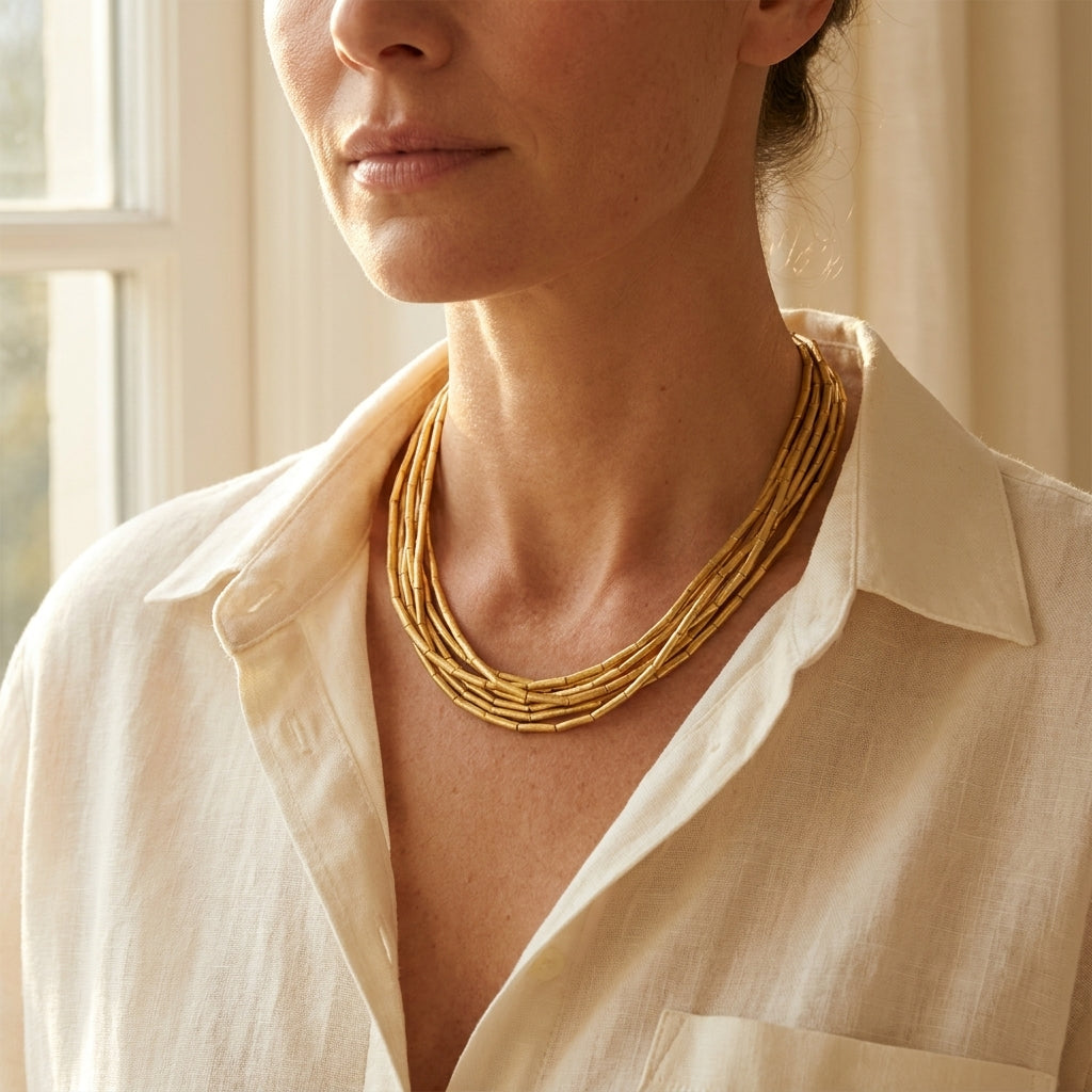 H. Stern Fluid Gold Cylinder Necklace - editorial