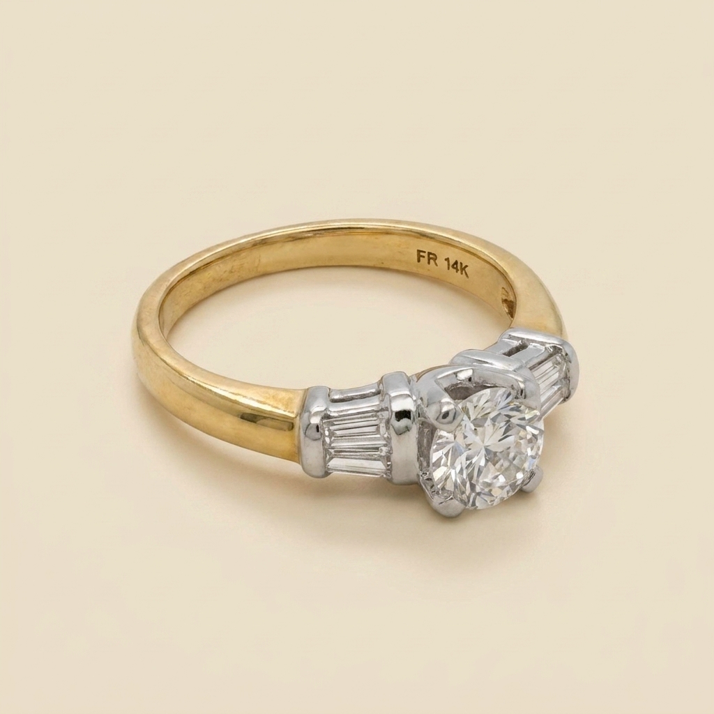 Two Tone 4 Prong Diamond Engagement Ring - alternate view