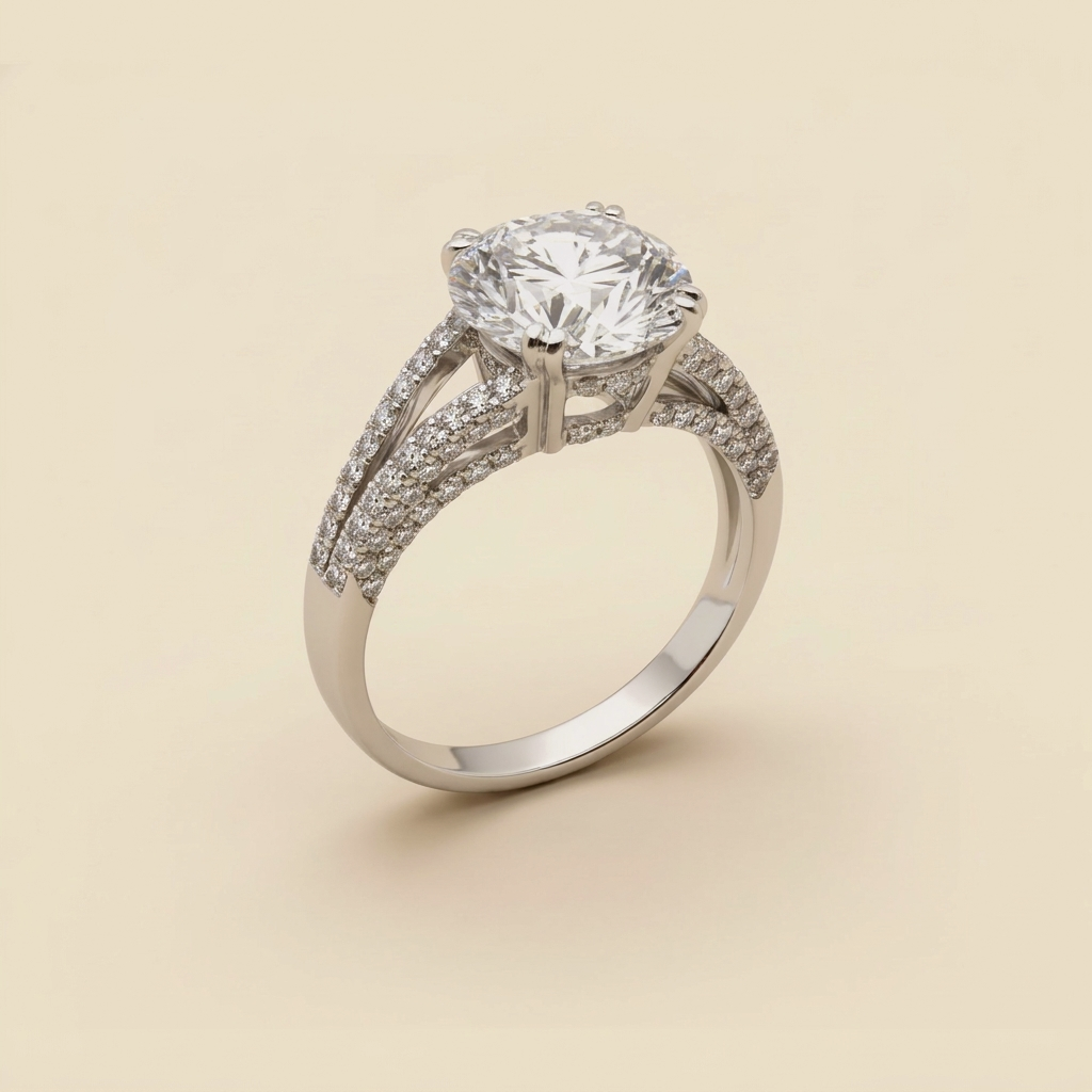 Platinum Diamond Engagement Ring 3.02 E/SI1 - alternate view