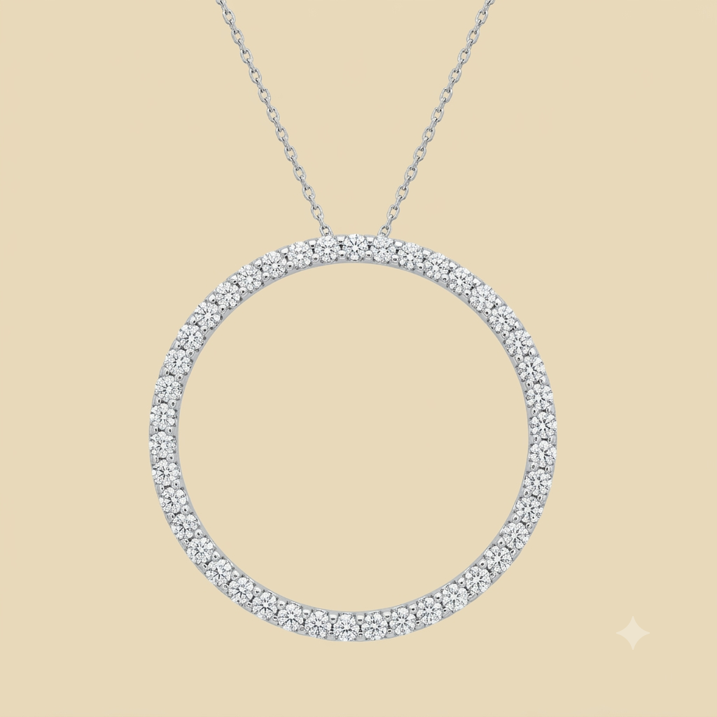 Diamond Circle of Life Eternity Pendant in White Gold