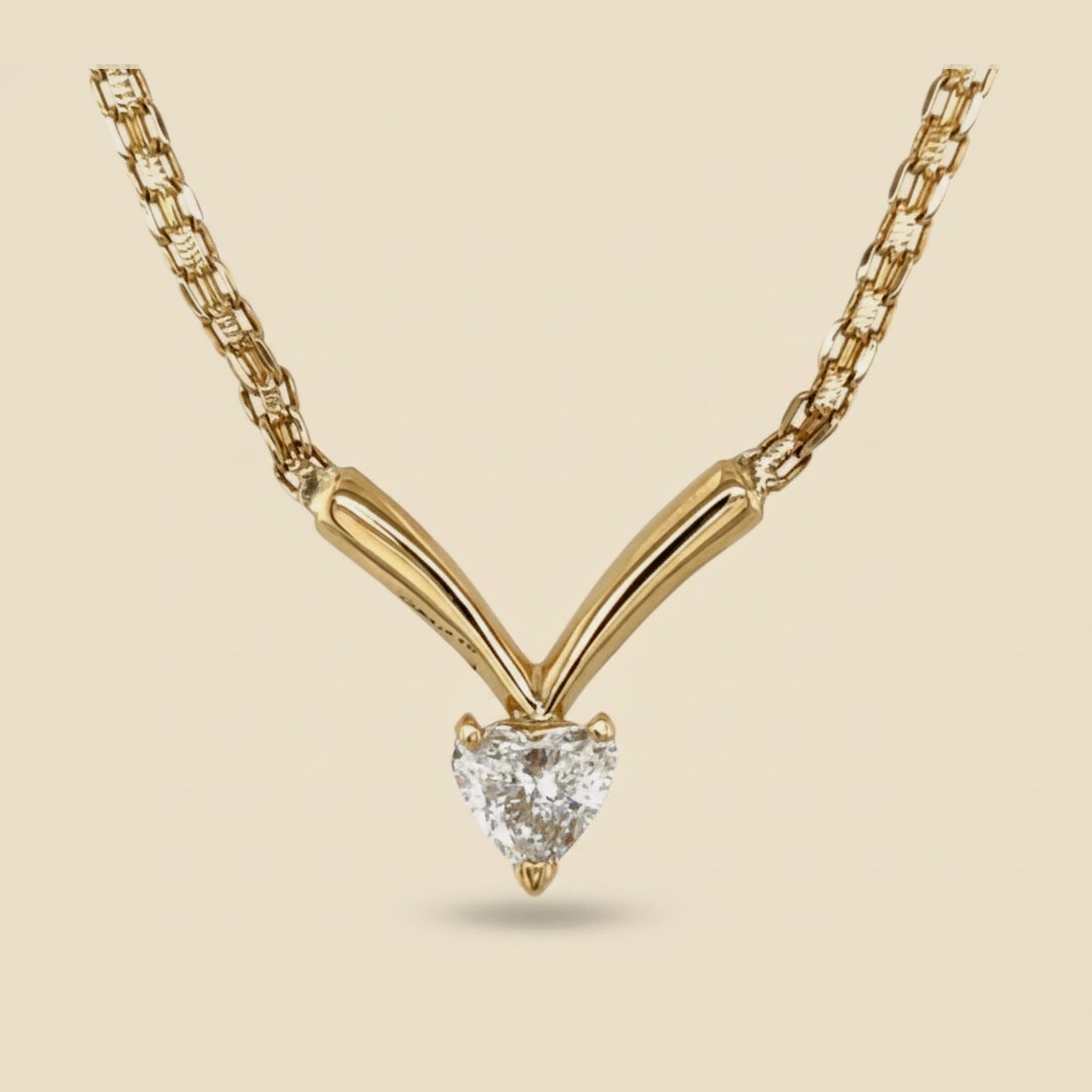 Yellow Gold Diamond Heart Necklace