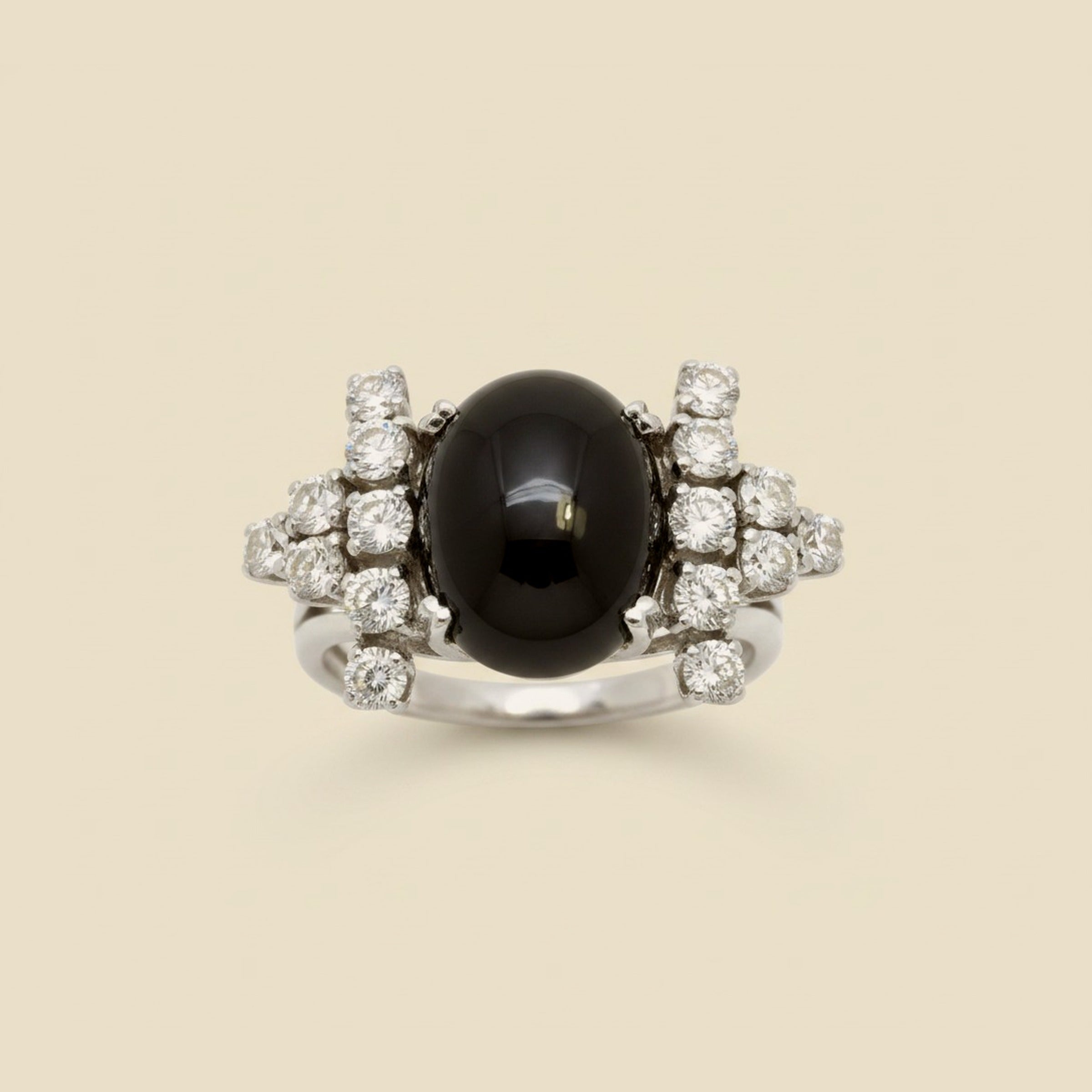 Platinum Black Star Sapphire & Diamond Cocktail Ring
