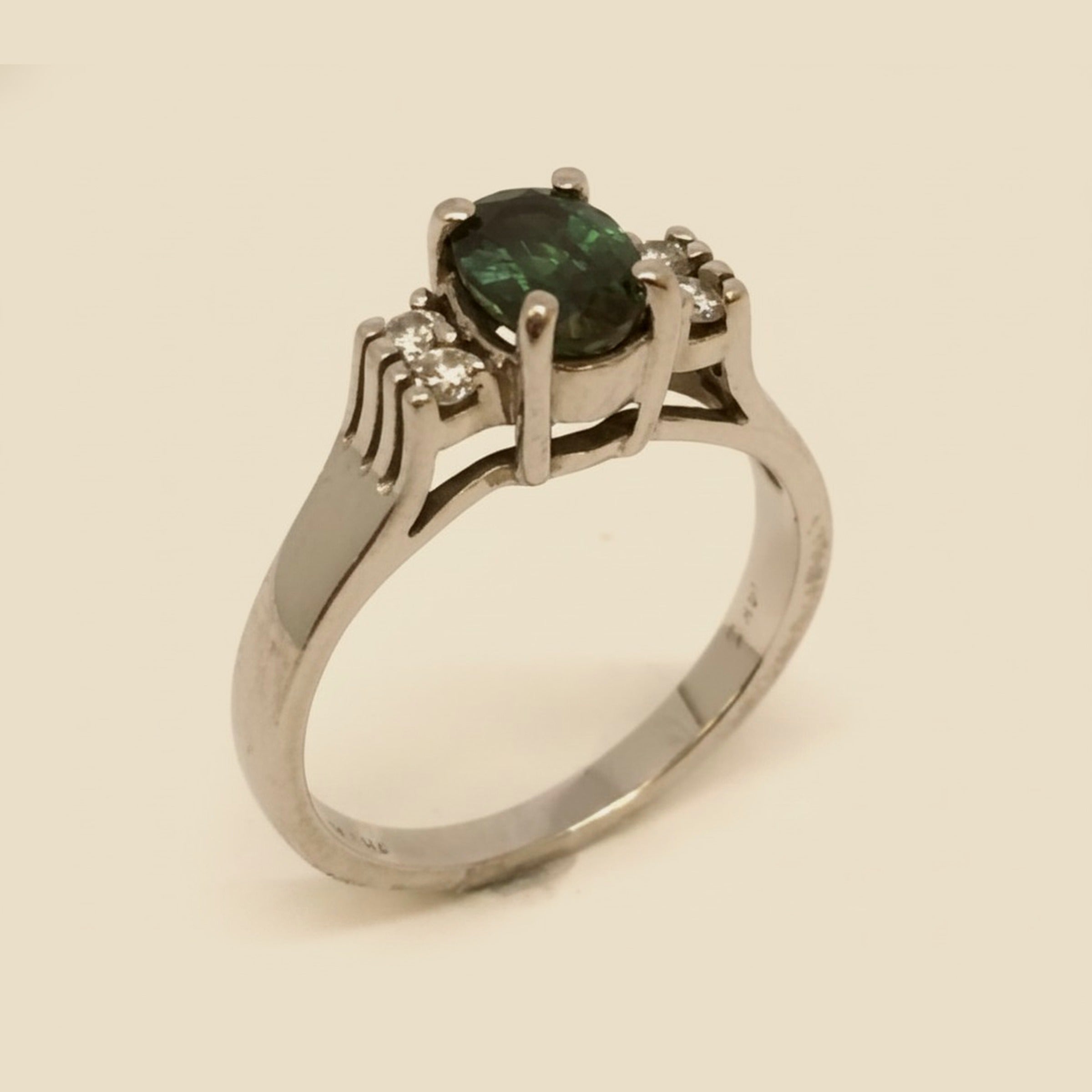 White Gold Alexandrite & Diamond Engagement Ring