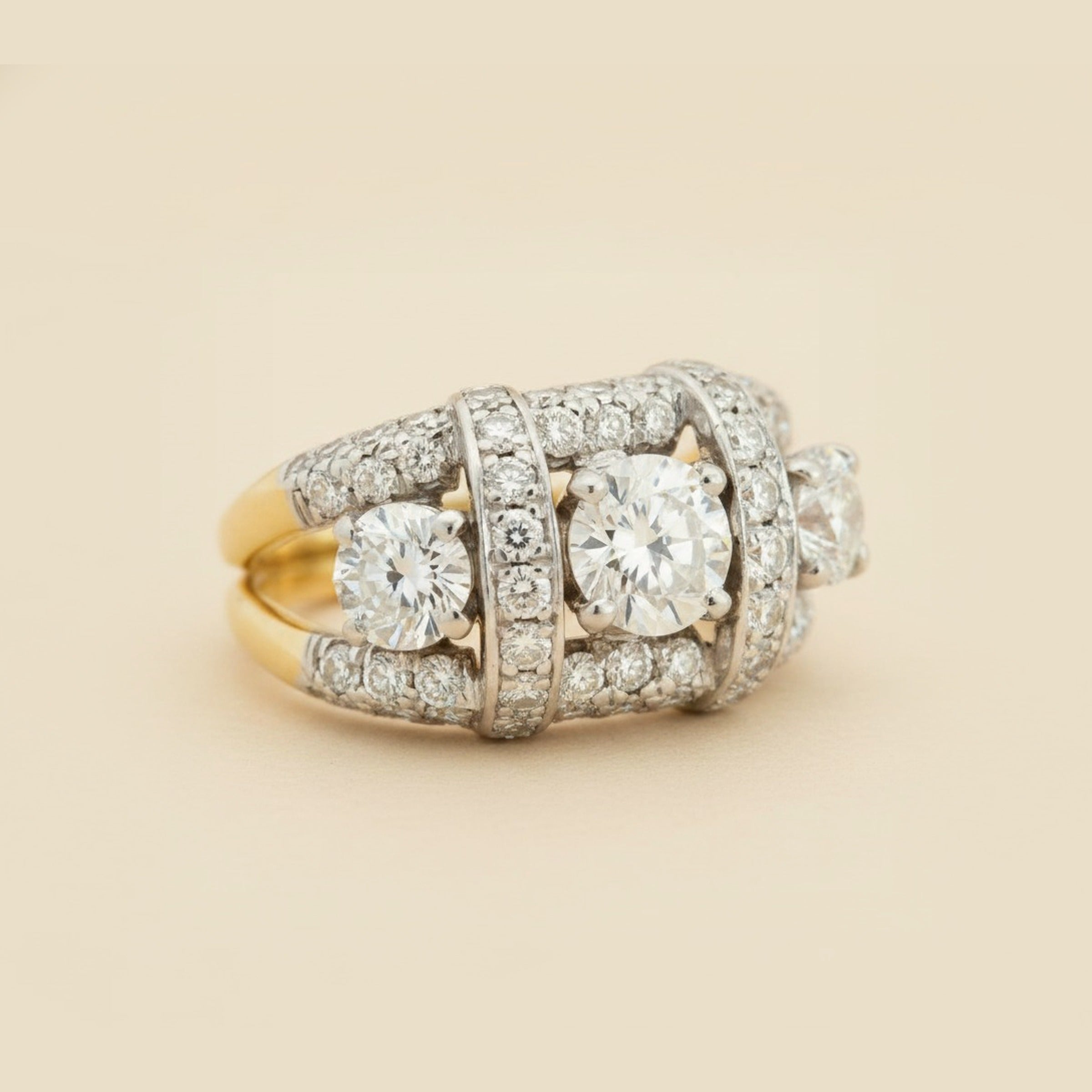 White Gold Diamond Three Stone Cocktail Ring