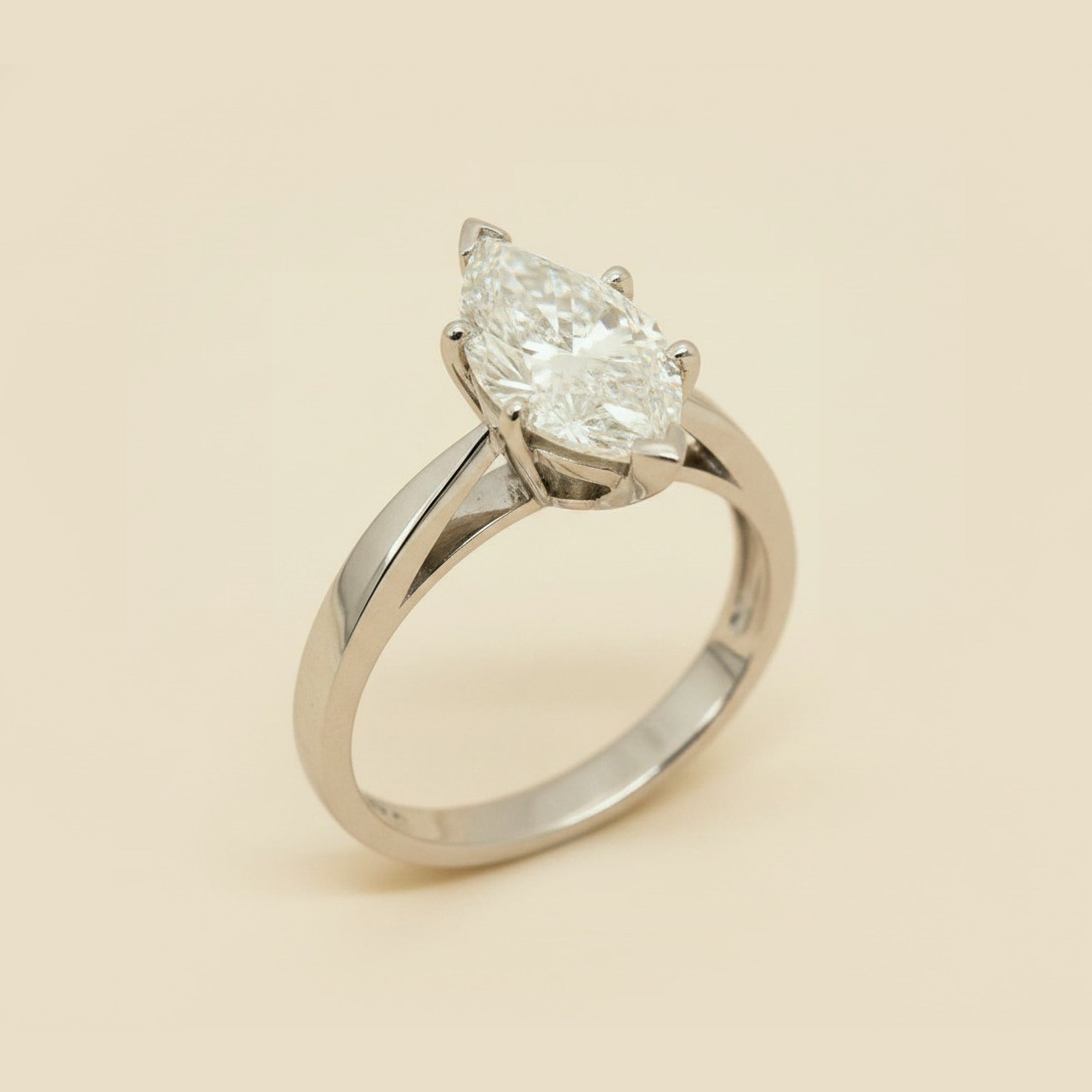 Platinum Solitaire Marquise Diamond Engagement Ring