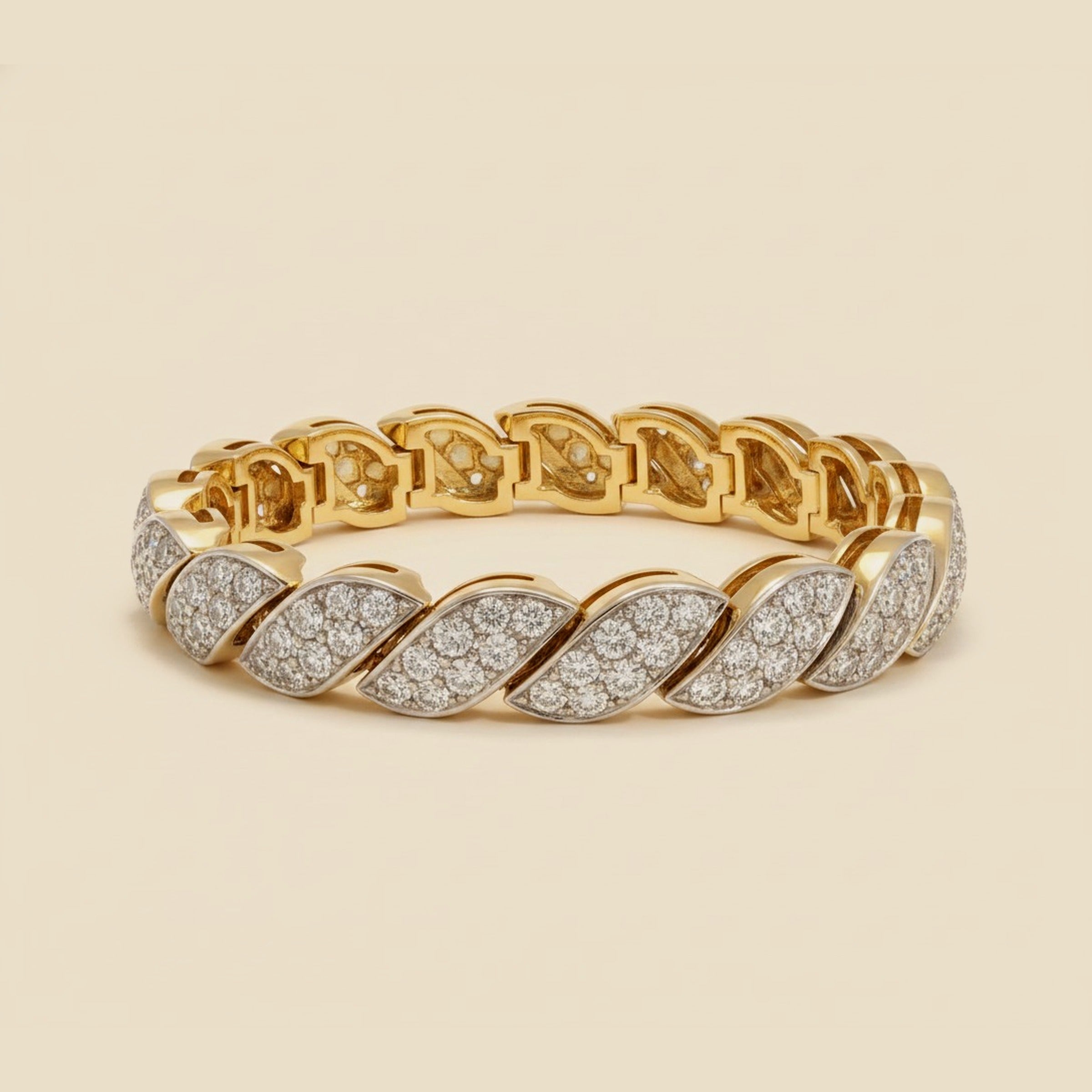 Two-Tone 14K Gold Diamond Link Bracelet, 2.00 Carats