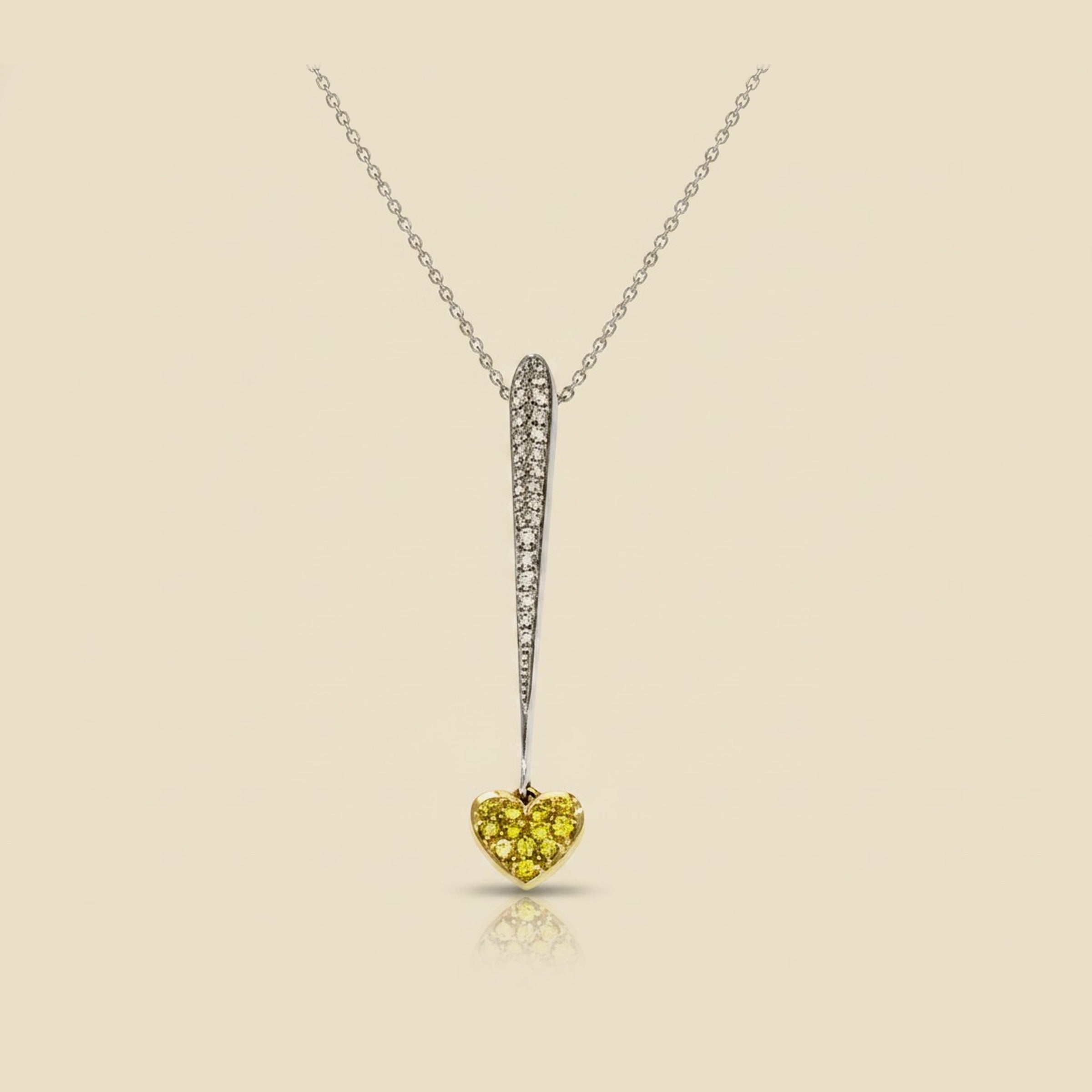 Two Tone Gold with Yellow Diamond Heart Pendant