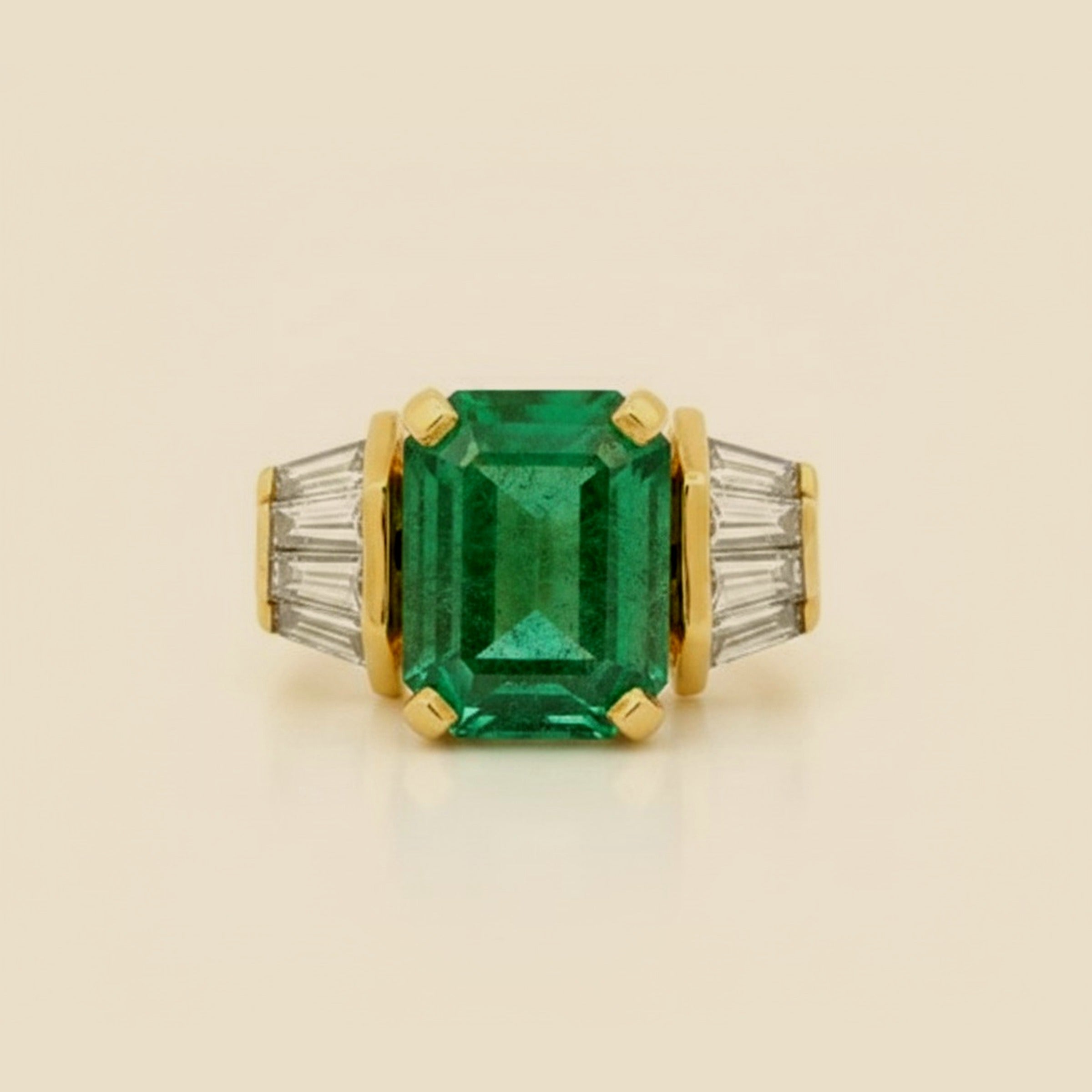 Natural Emerald & Diamond Cocktail Ring