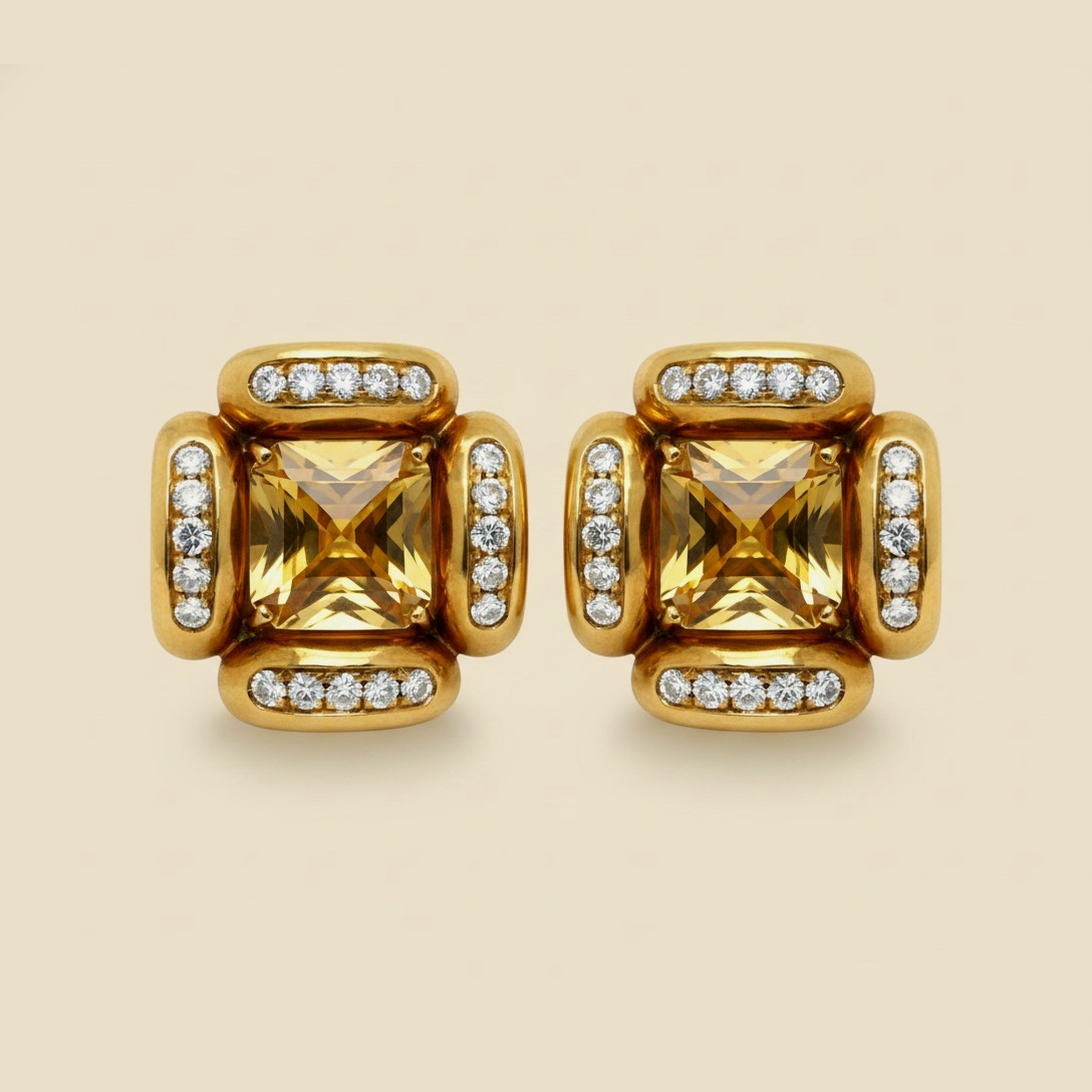 Citrine & Diamond Earclips