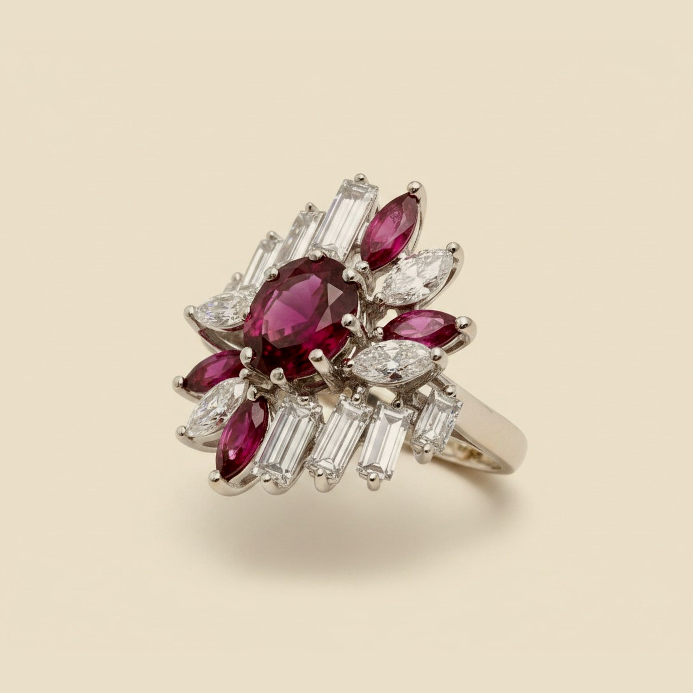 Vintage Ruby & Diamond Cocktail Ring