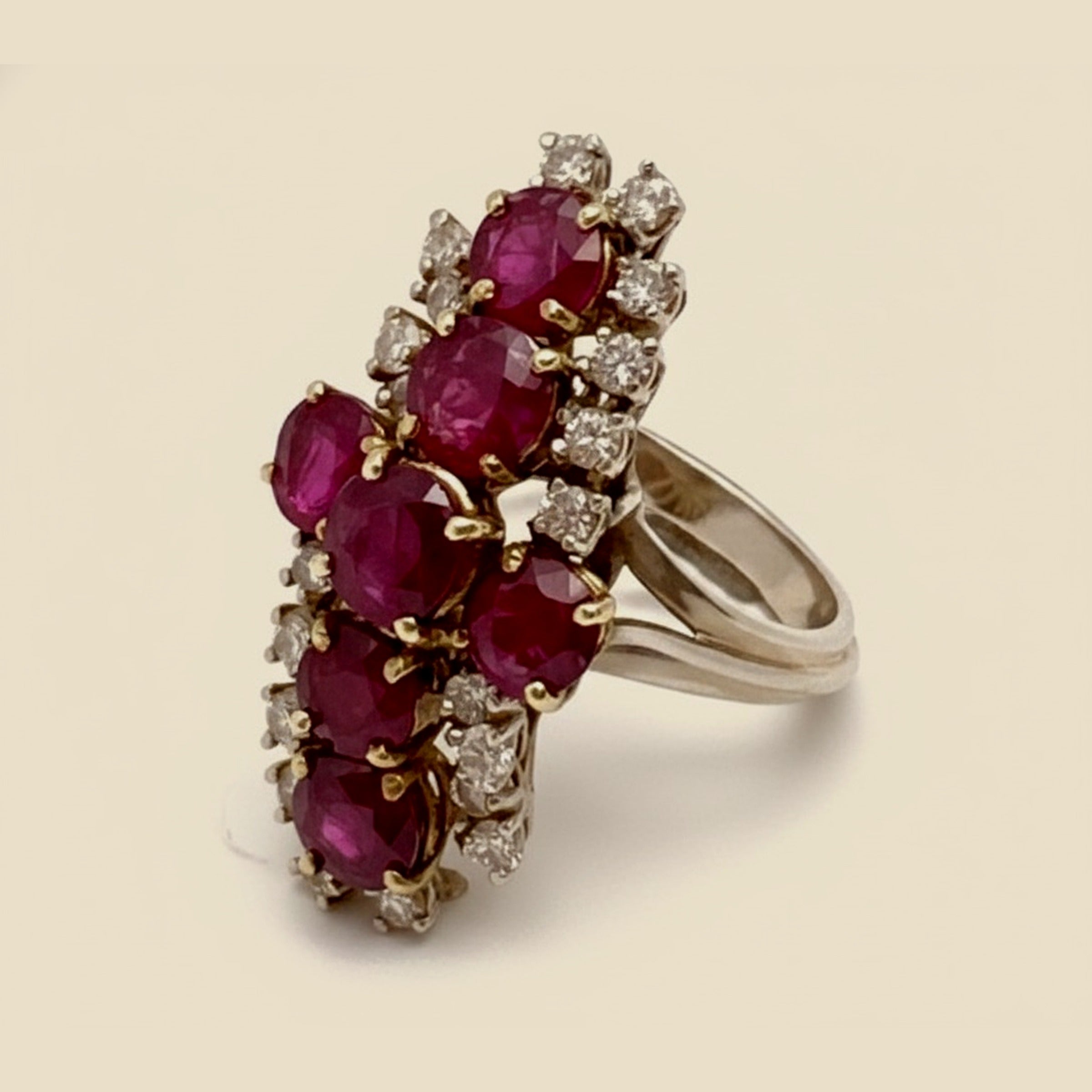 3-Row Ruby & Diamond Dinner Ring