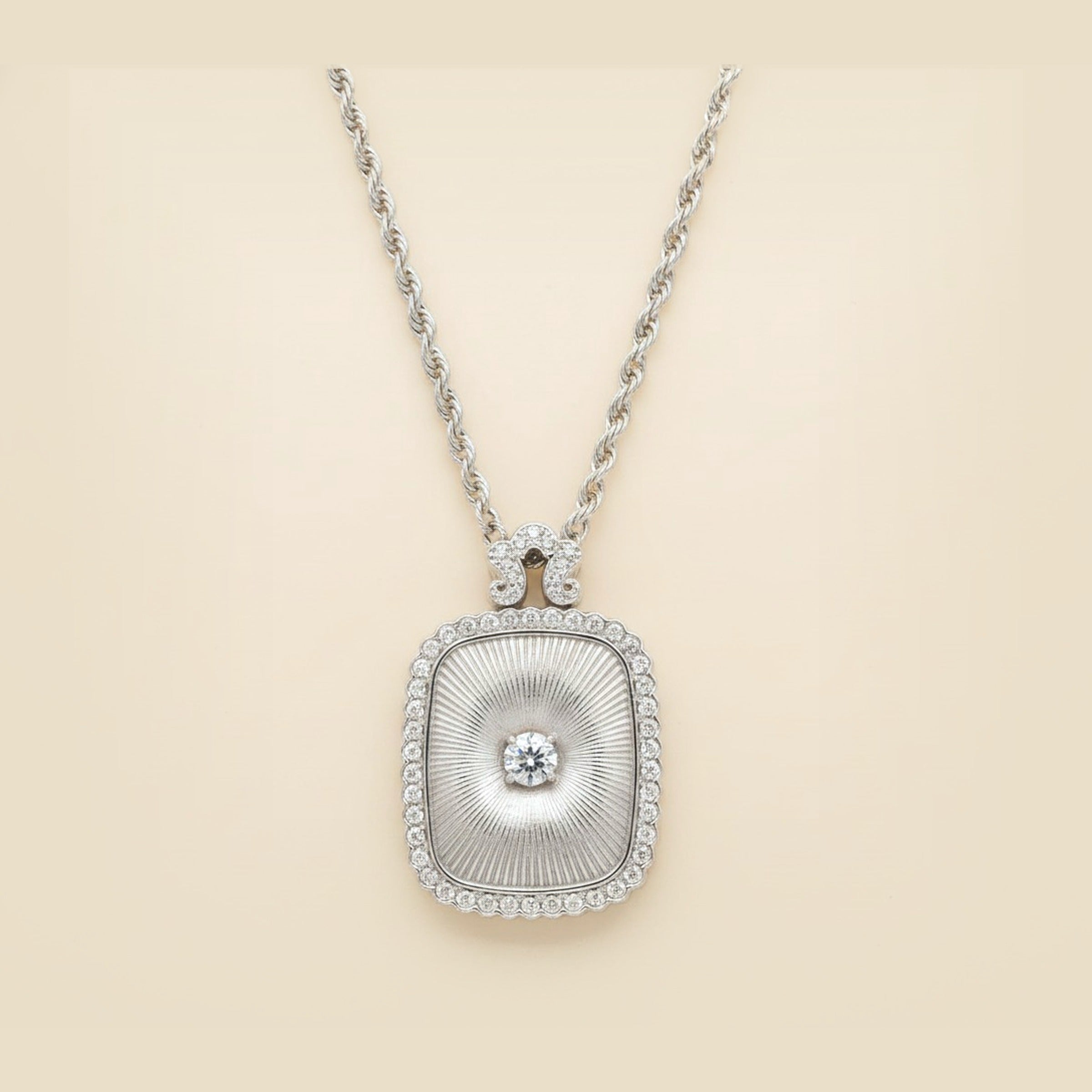 White Gold Diamond Locket with Chain