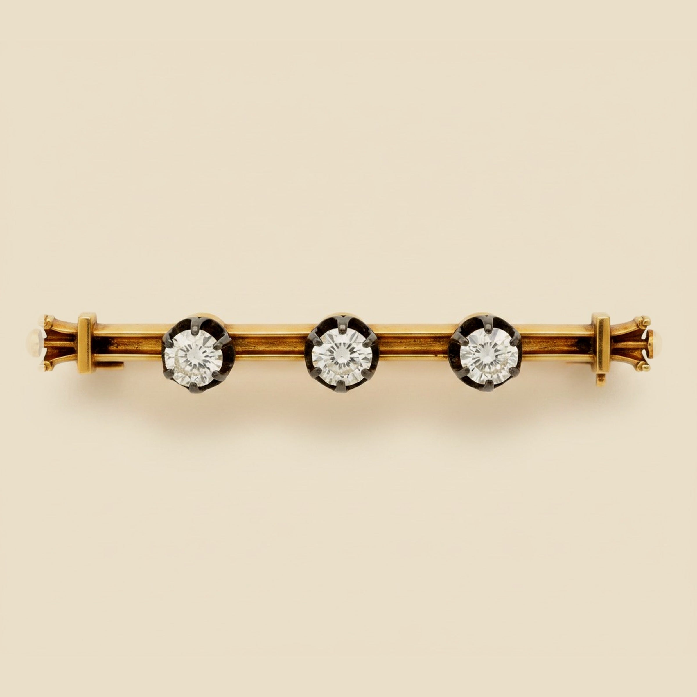 Yellow Gold Victorian Bar Pin with Diamonds