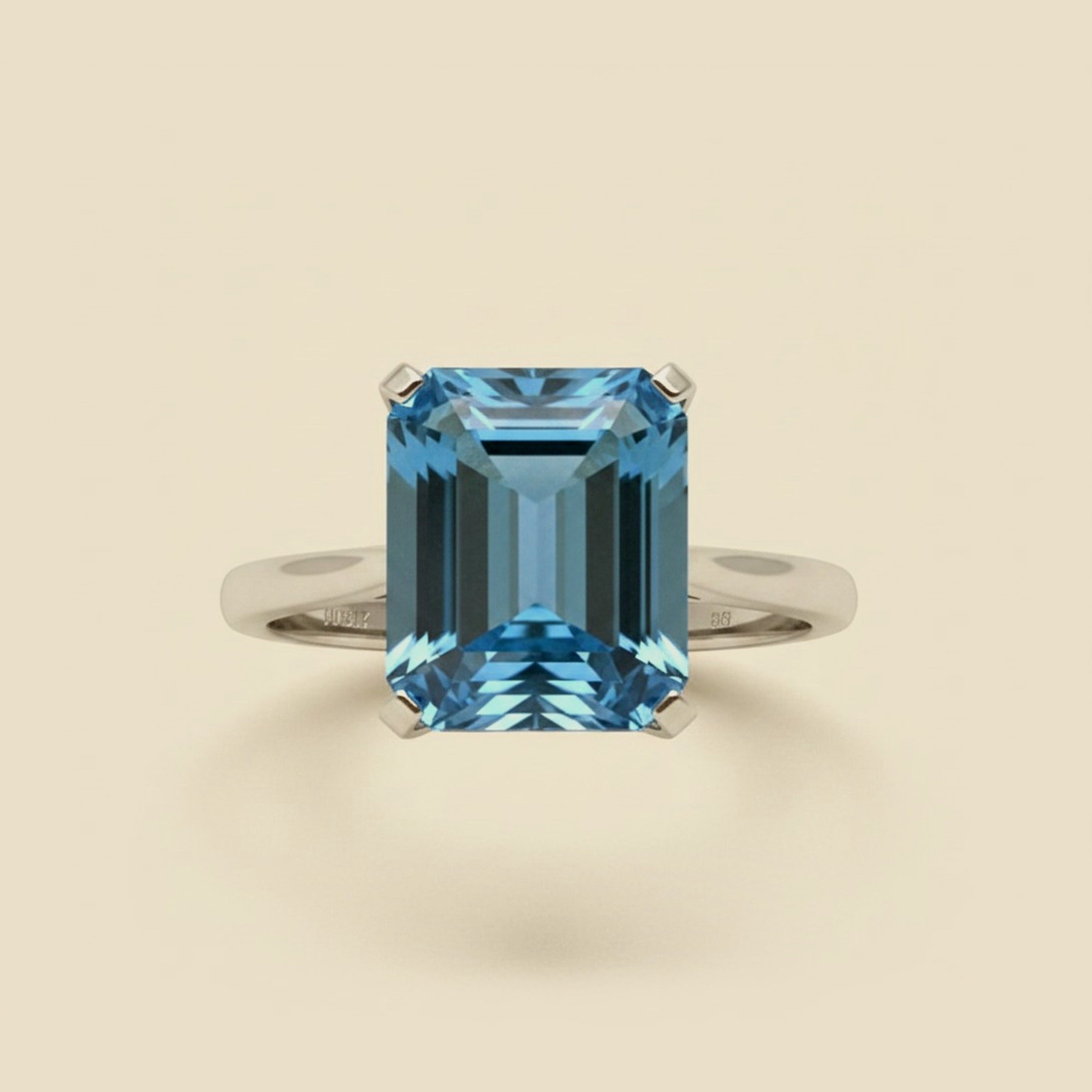 White Gold Blue Topaz & Diamond Dinner Ring