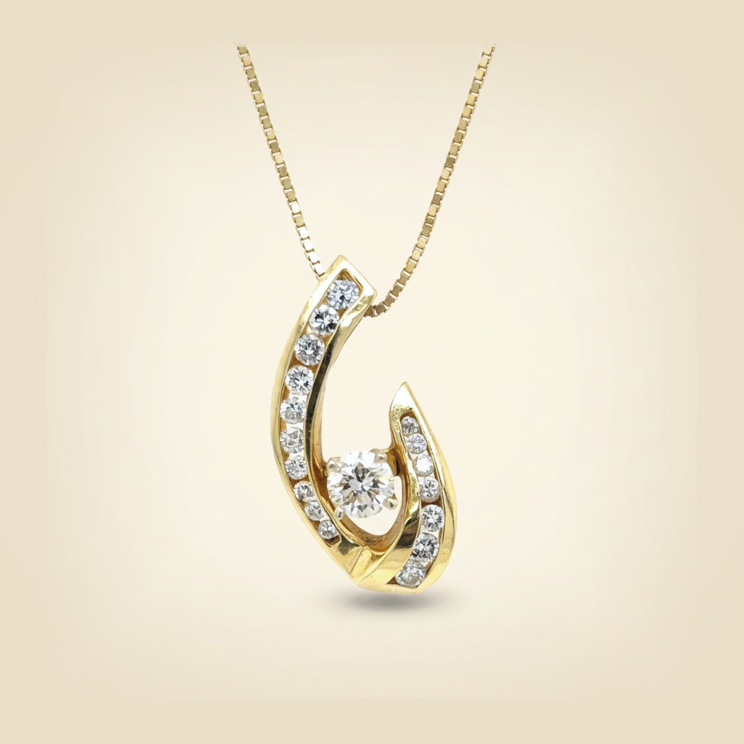Yellow Gold Modern Design Diamond Pendant