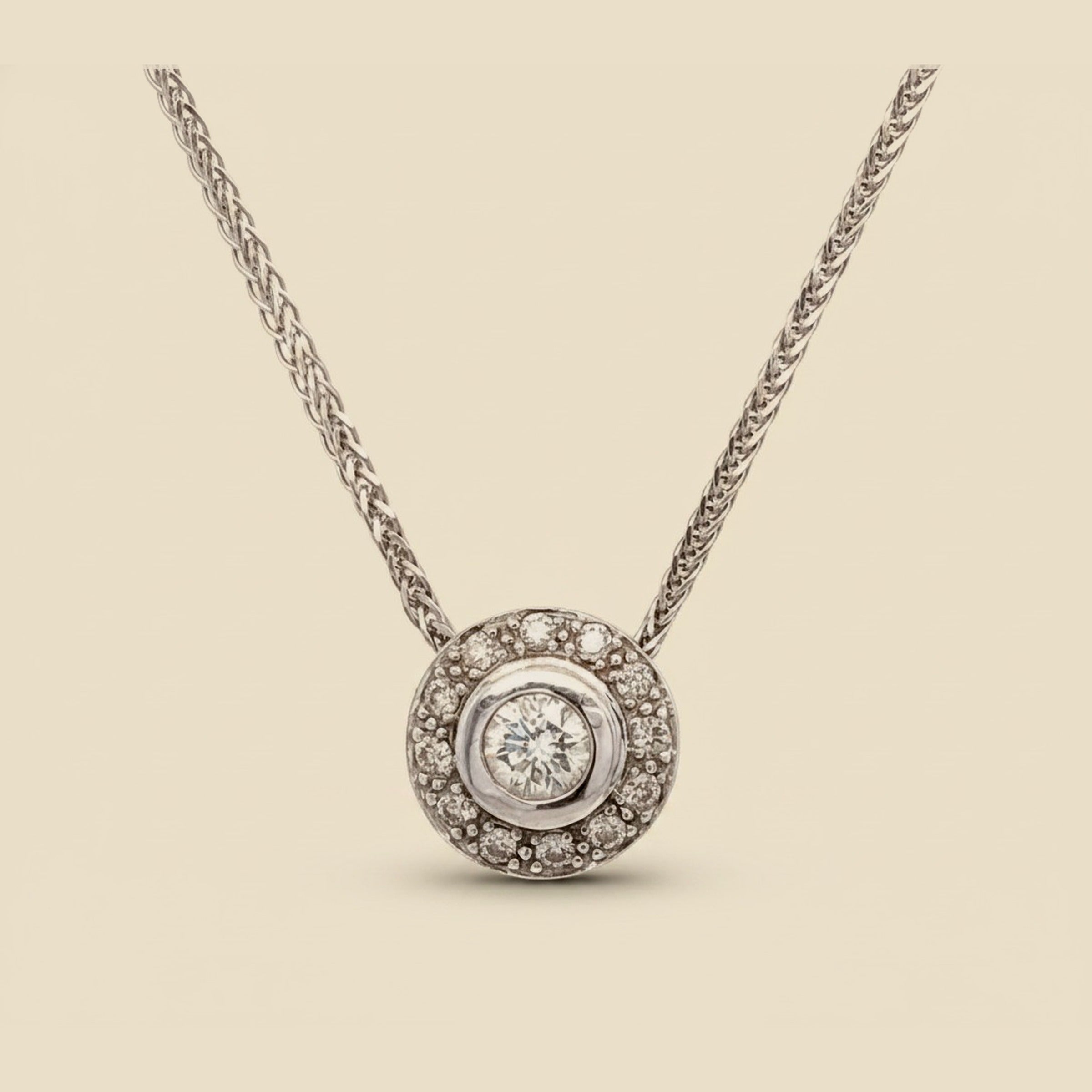 Diamond Slide Pendant in White Gold