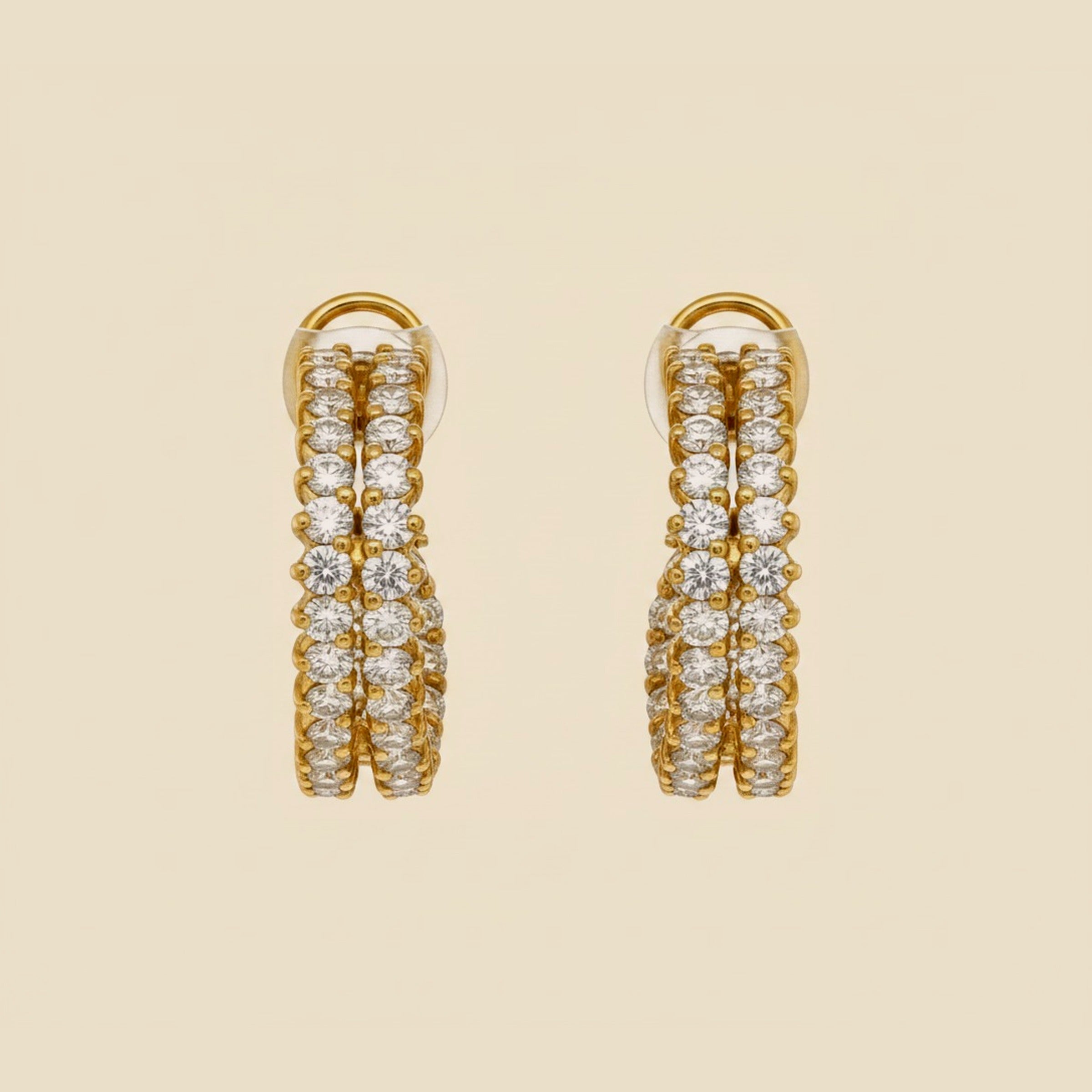 Hammerman Bros NY 2-Row Diamond Hoop Earrings