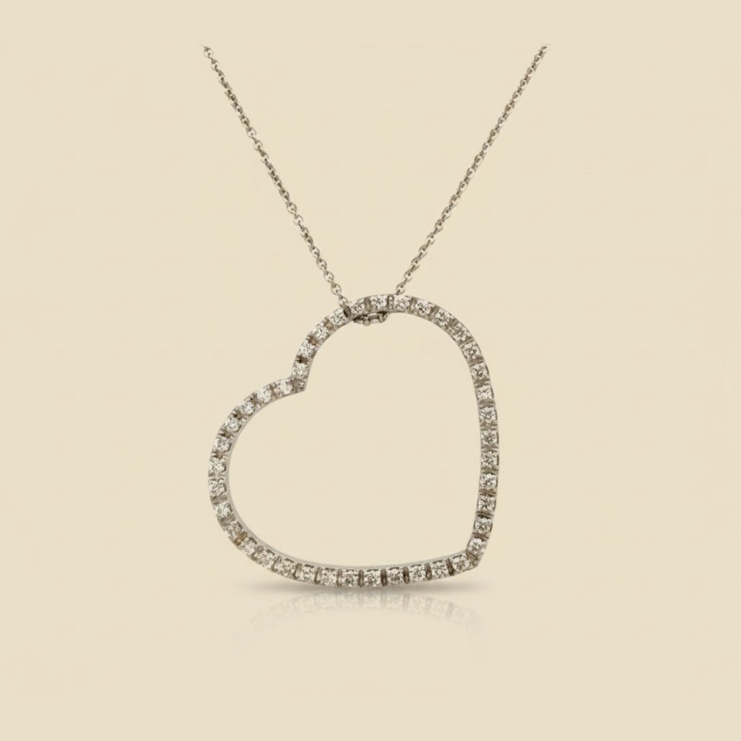 White Gold Open Heart Diamond Necklace