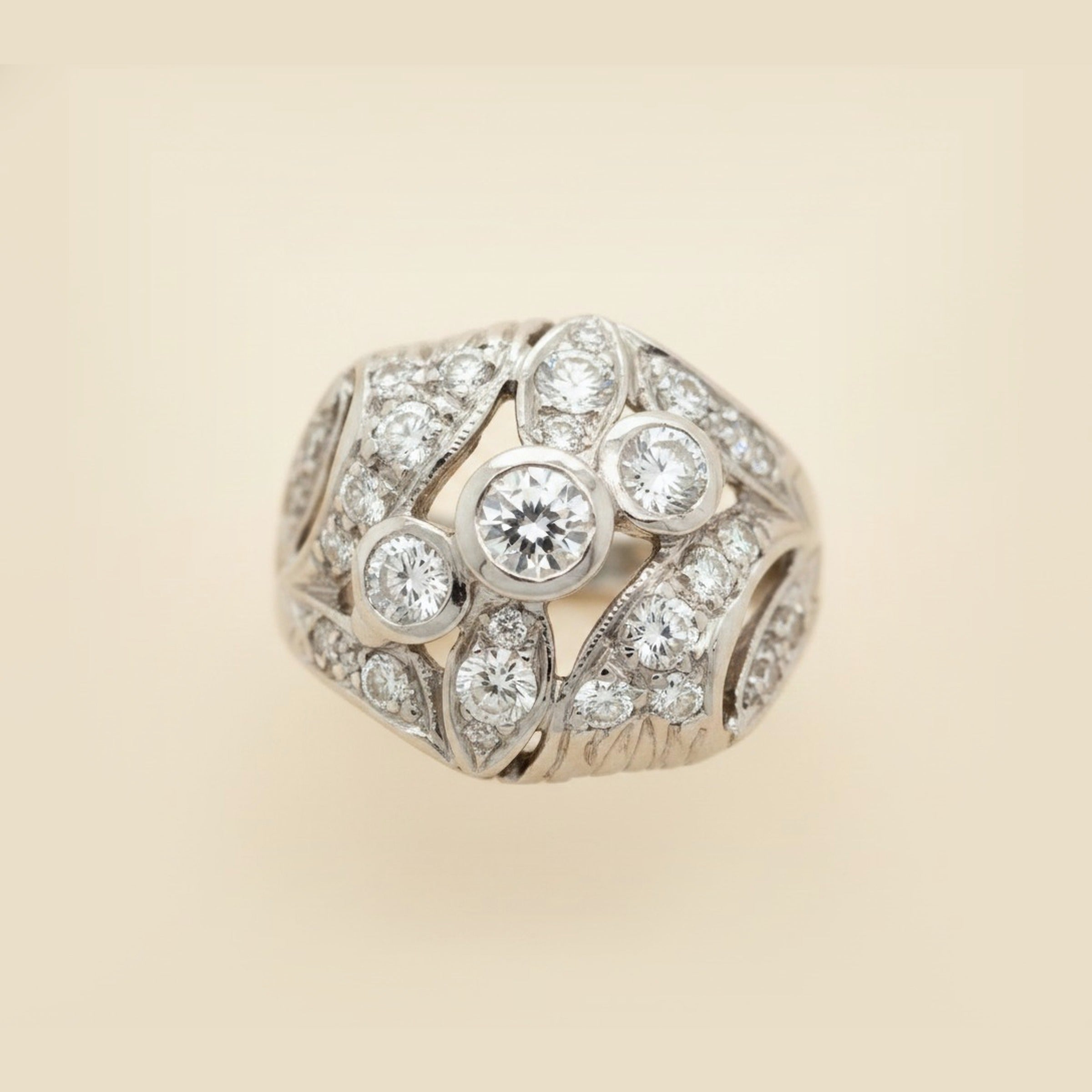 Art Deco White Gold Diamond Cocktail Ring