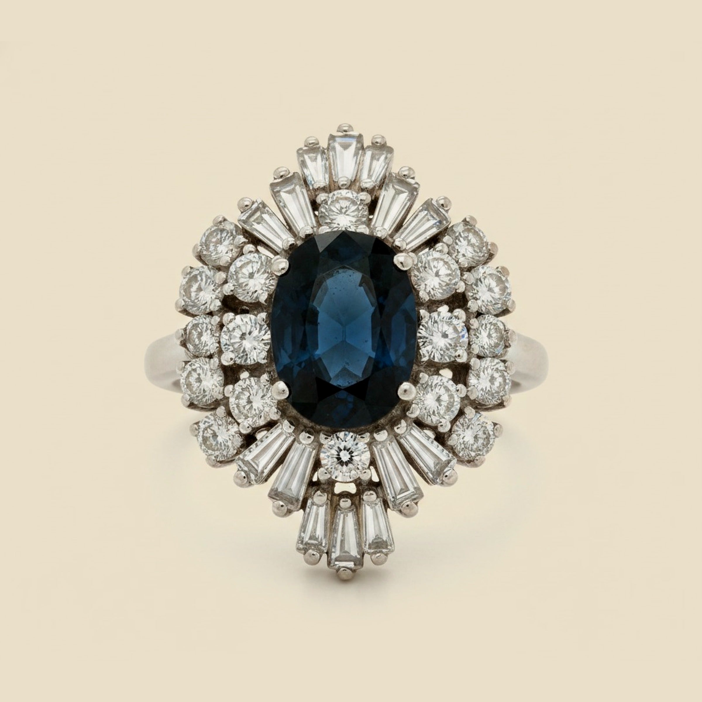 White Gold Sapphire & Diamond Cocktail Ring