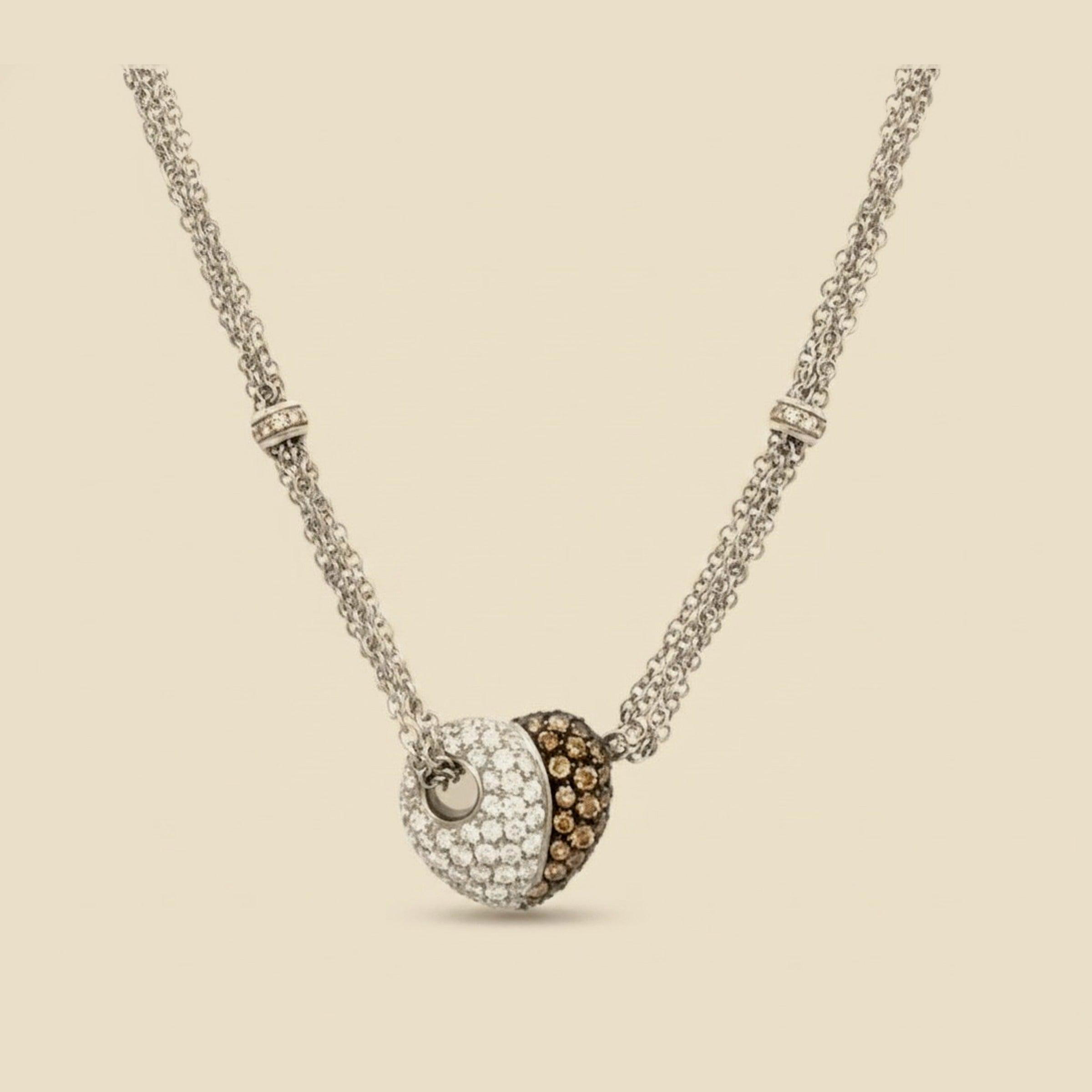 Leo Pizzo 18k White Gold Diamond Heart Necklace