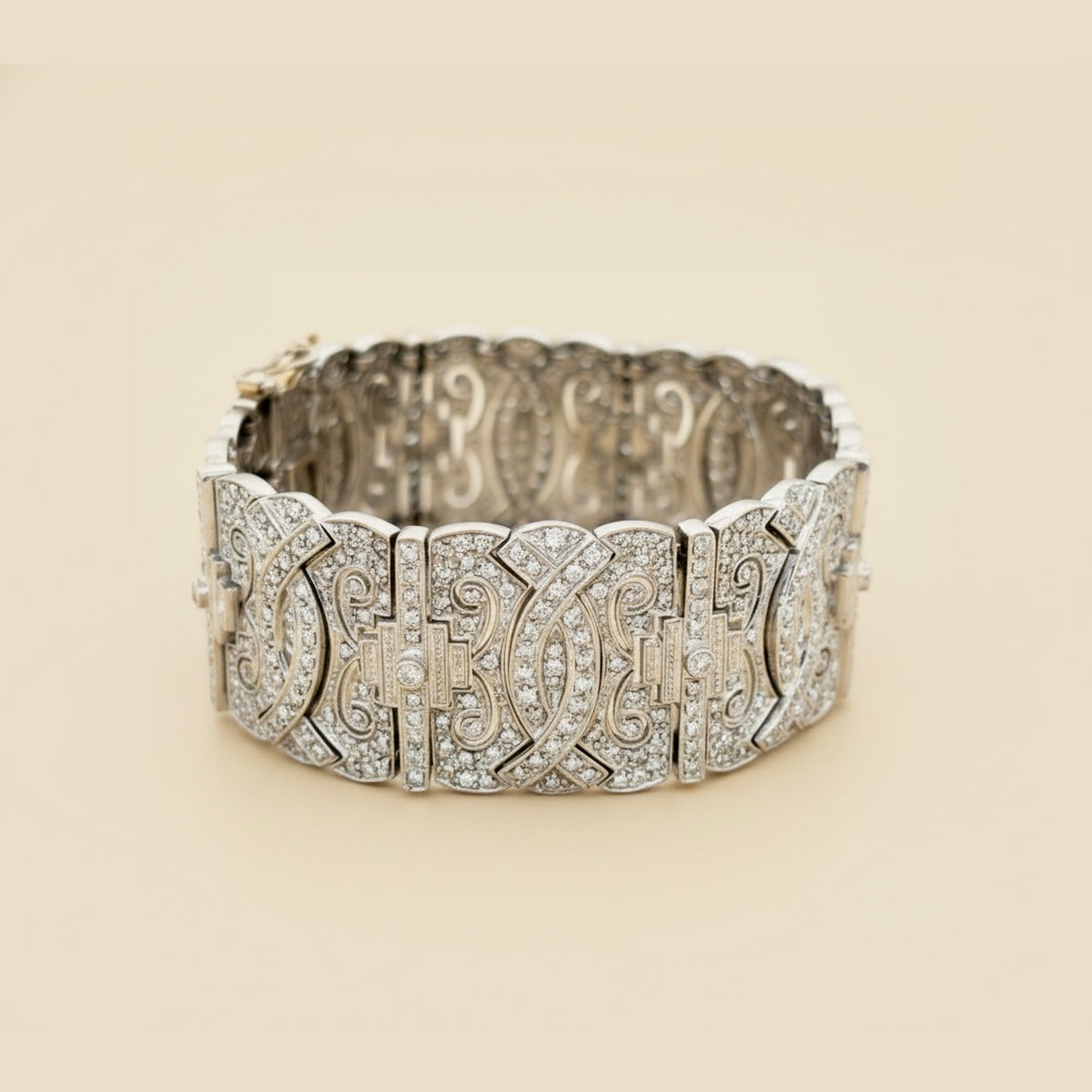 18k White Gold Wide Diamond Bracelet