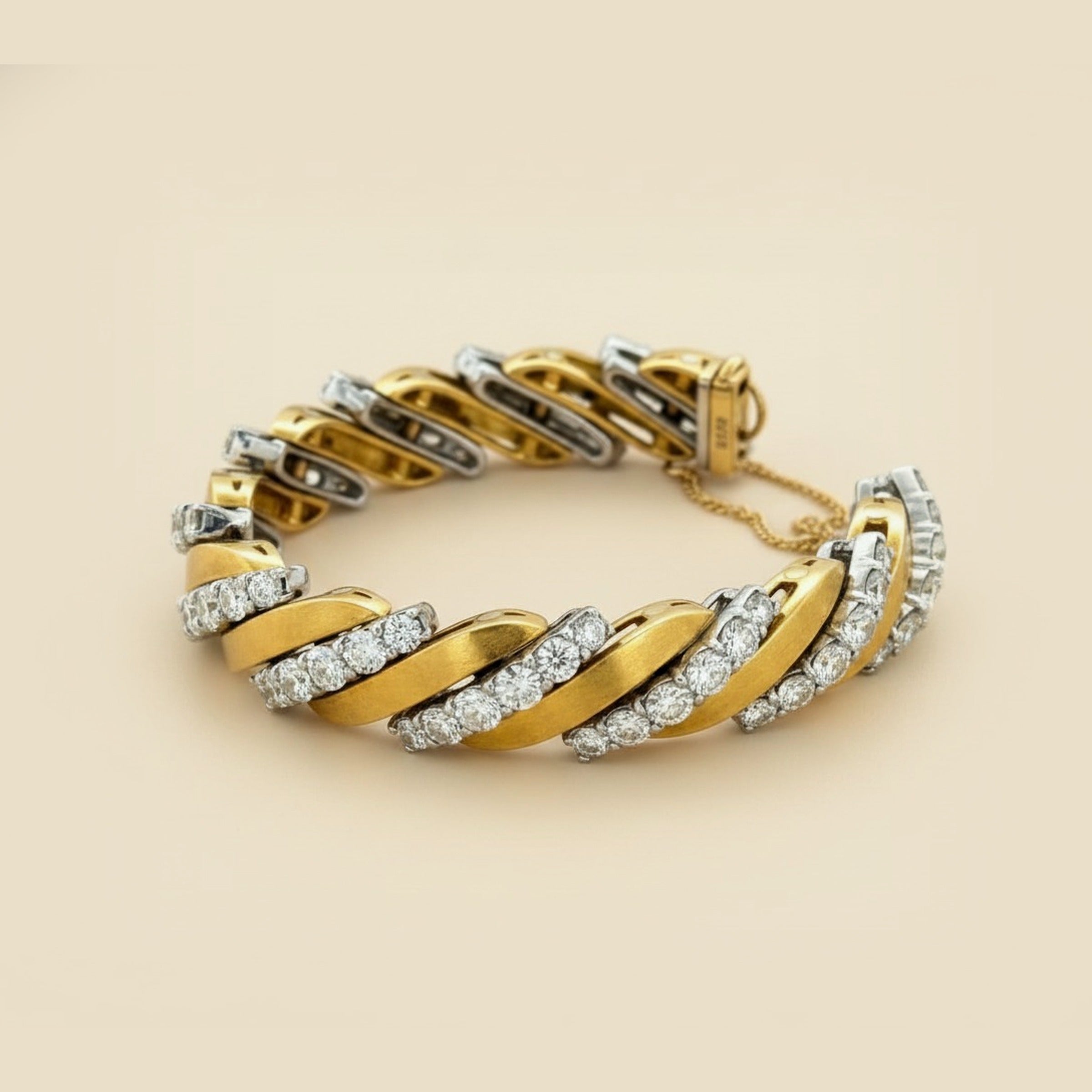 18k Yellow Gold & Platinum Diamond Link Bracelet