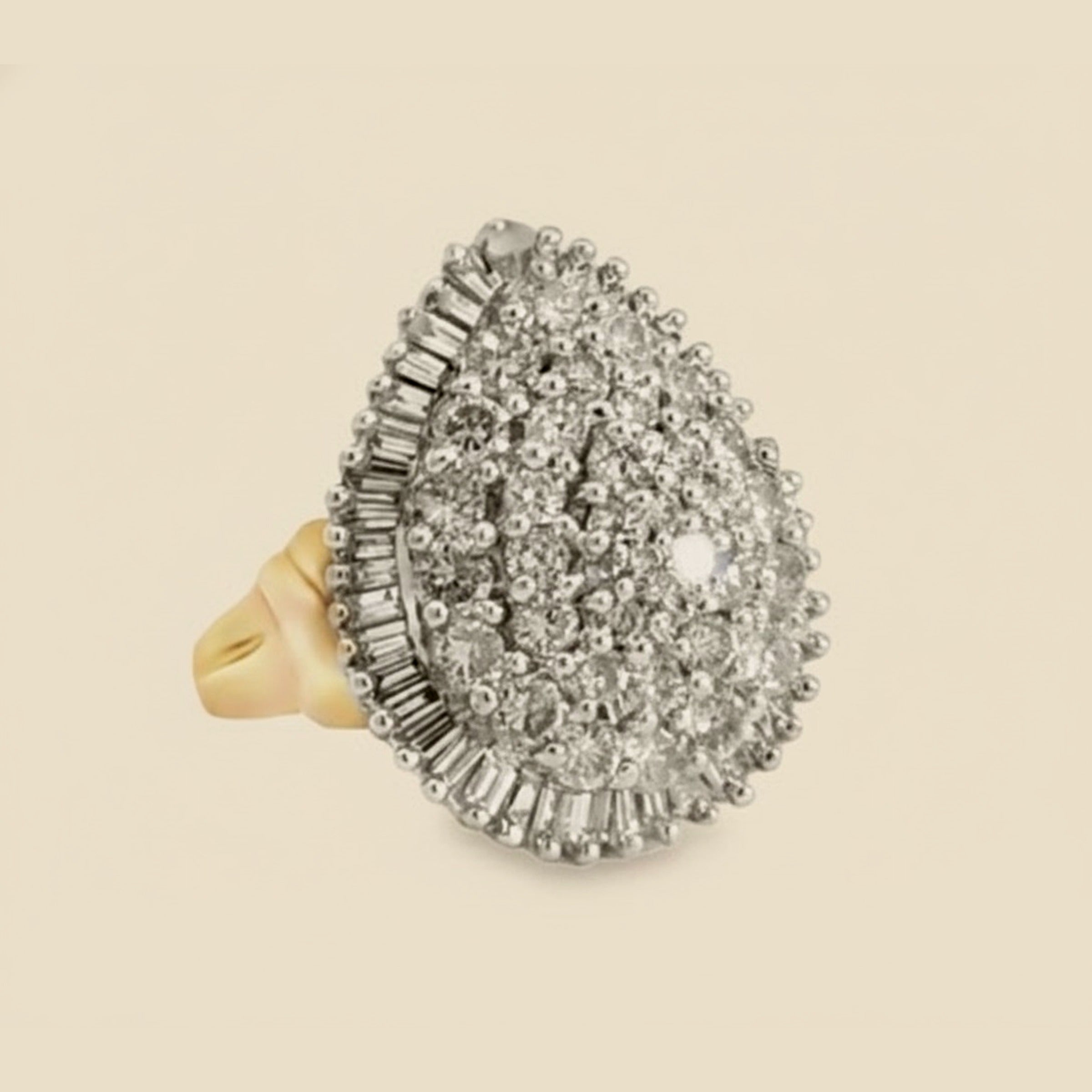 Two Tone 14k Pear Shaped Diamond Cluster Ring