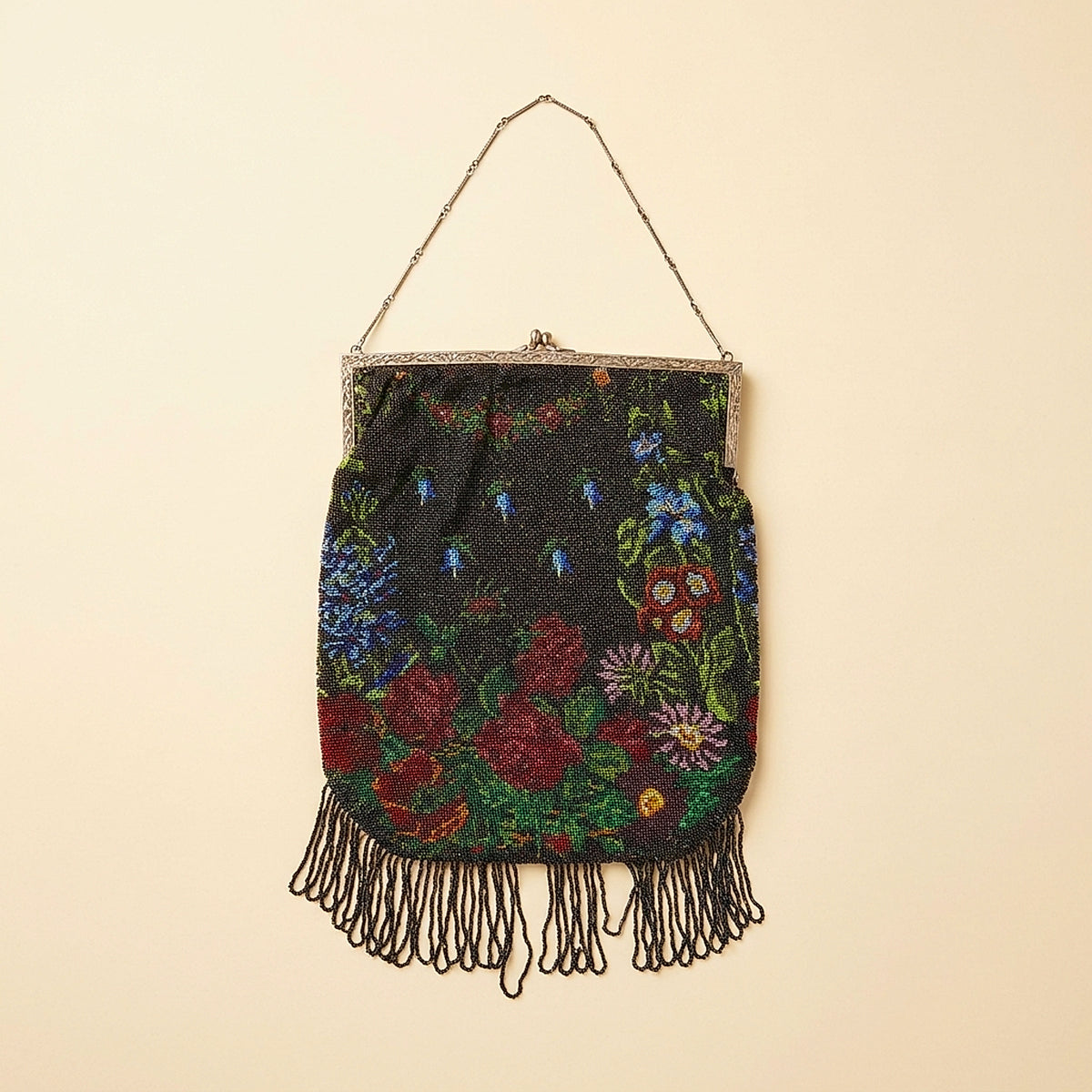 Vintage 1920's Fancy Sterling Silver Beaded Purse