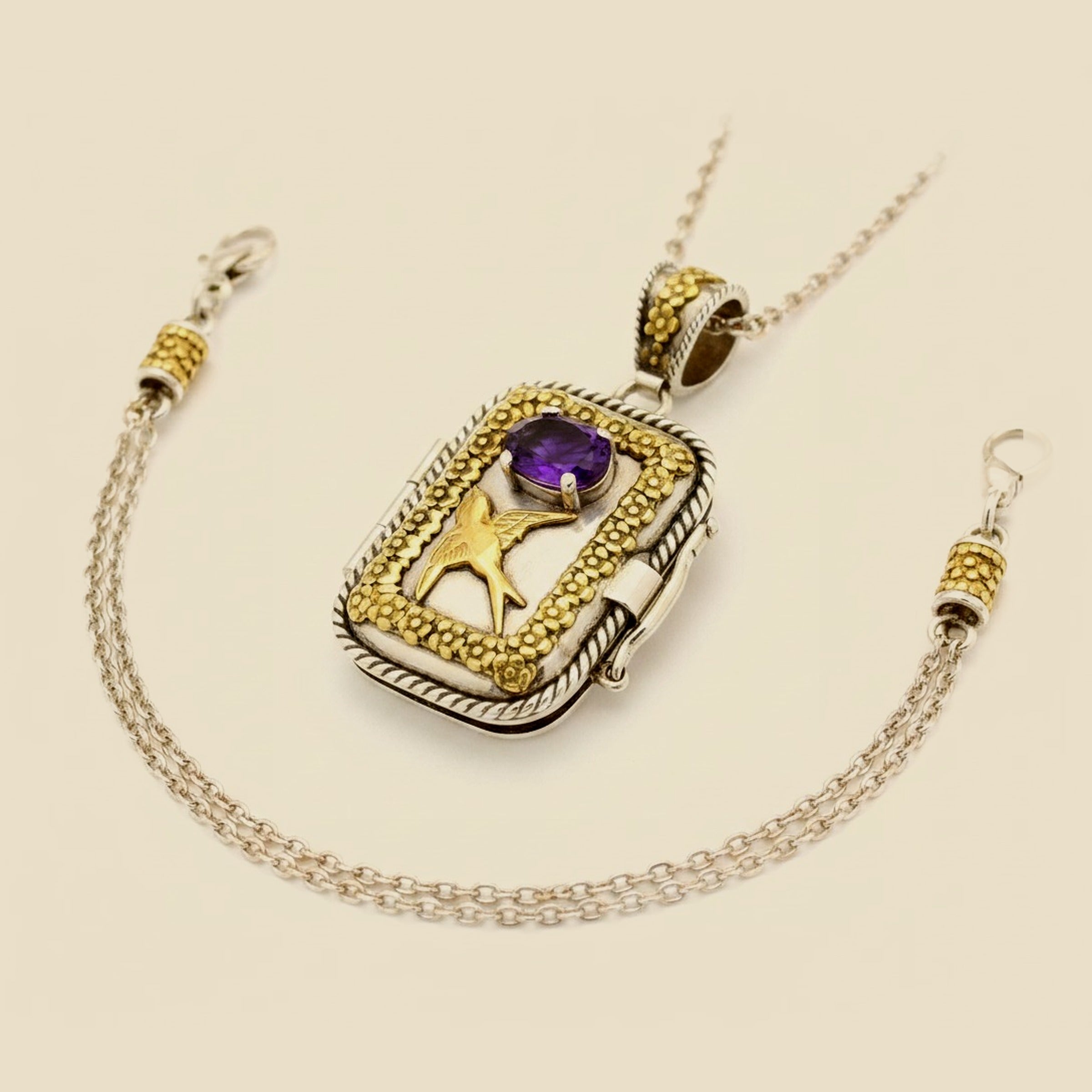 Amy Kahn Russell Bird & Flower Motif Locket – Empire Diamond