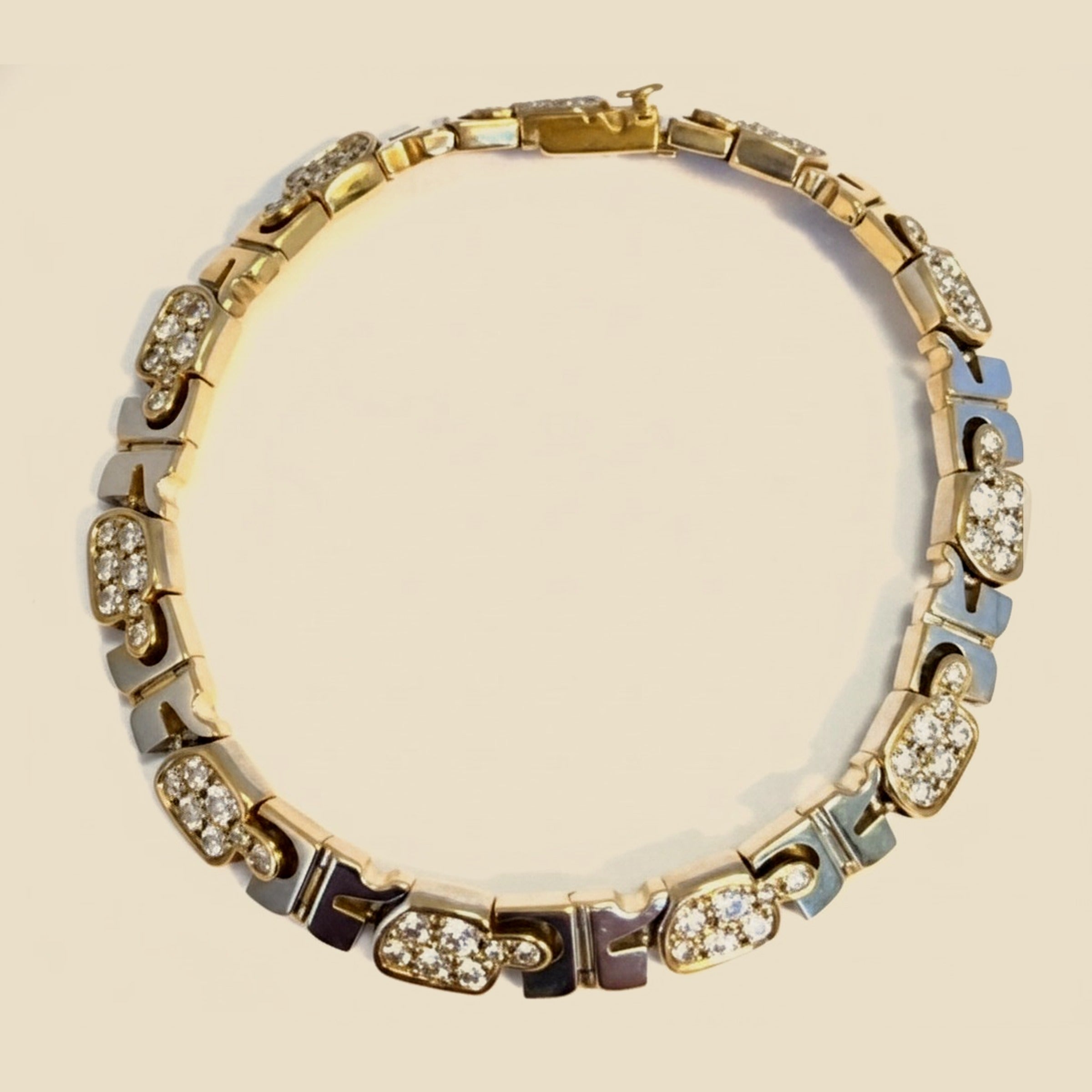 Andre Courreges, France, Diamond Turtle Links Line Bracelet
