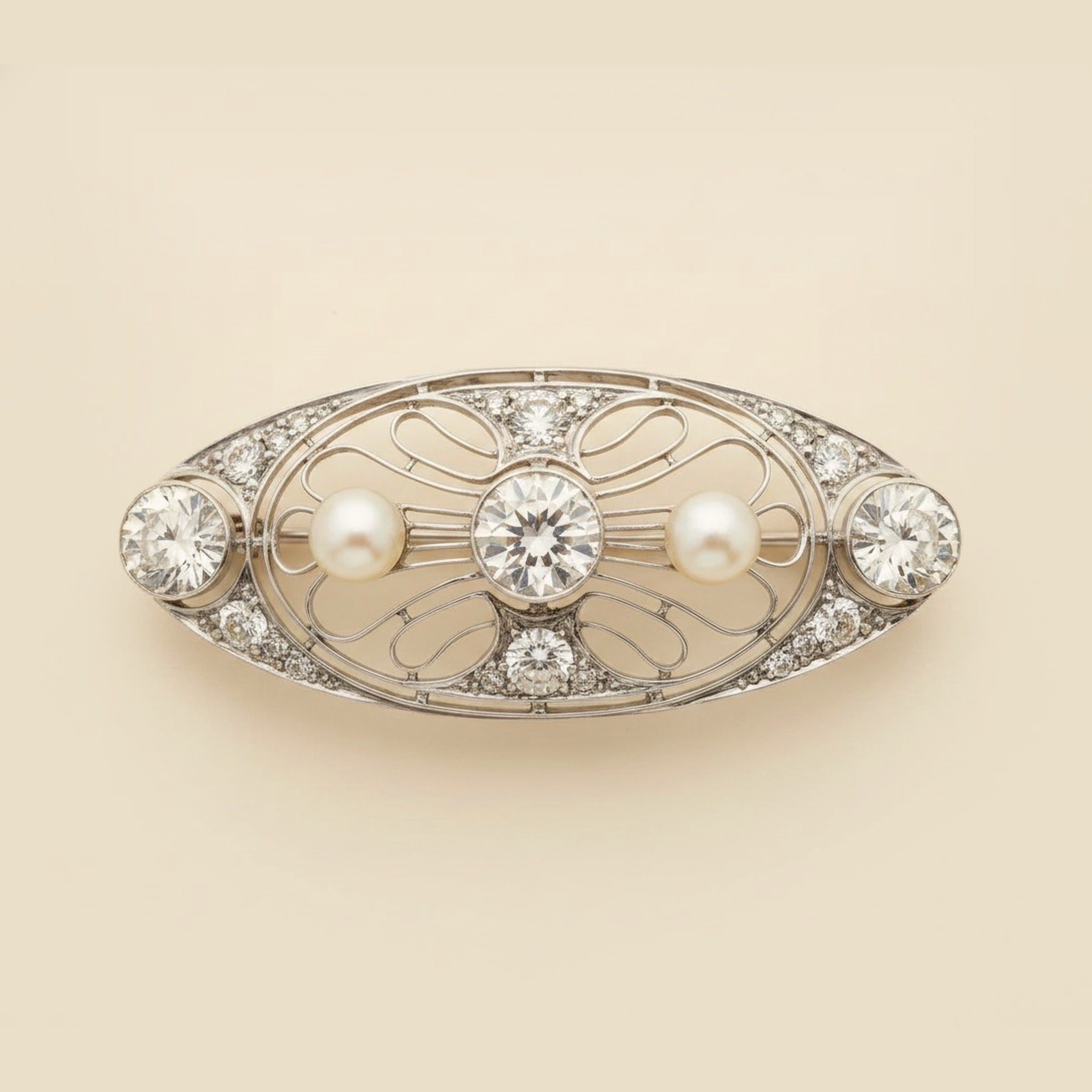 Art Deco 1920's Platinum Diamond & Pearl Brooch – Empire Diamond