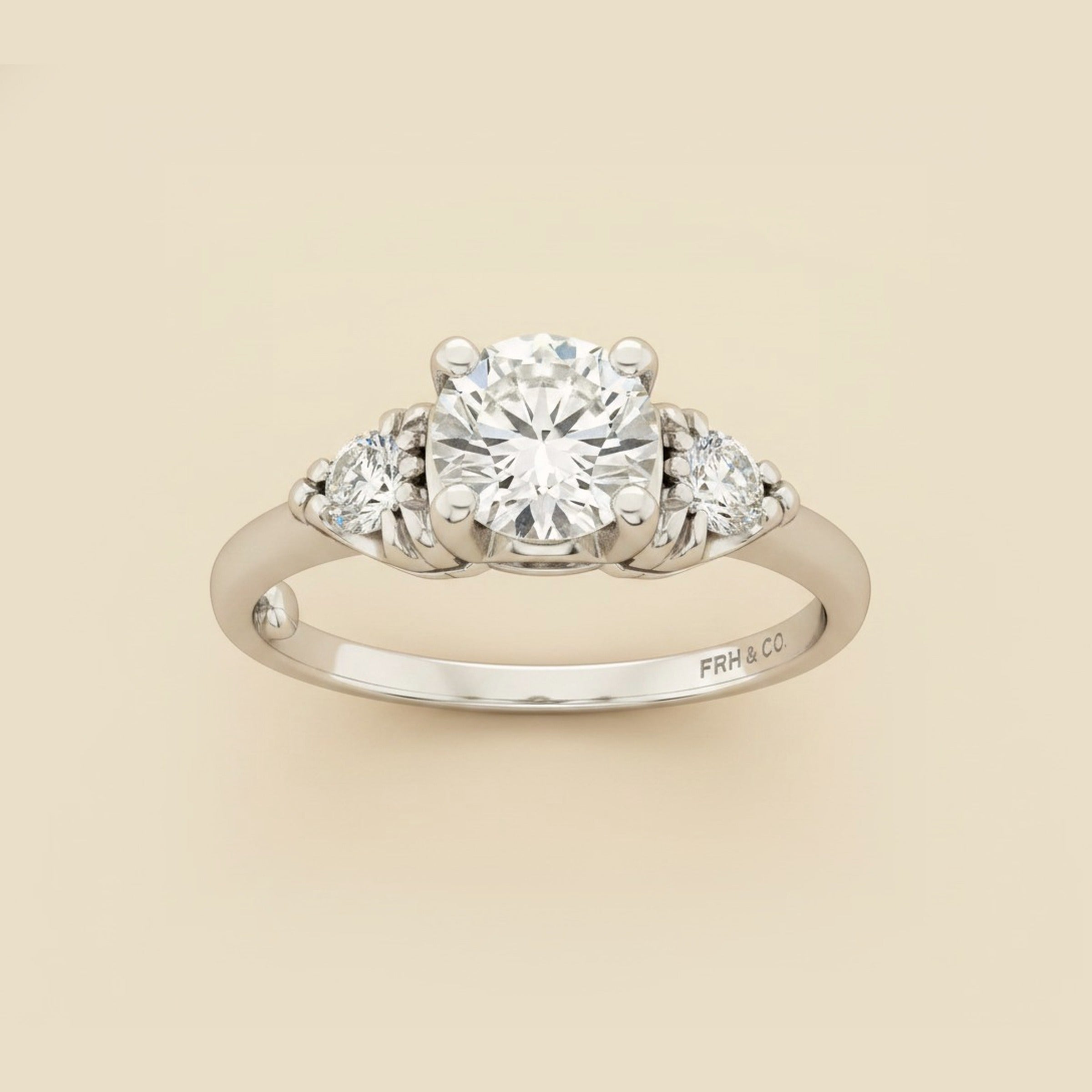 Art Deco Platinum 3 Diamond Engagement Ring