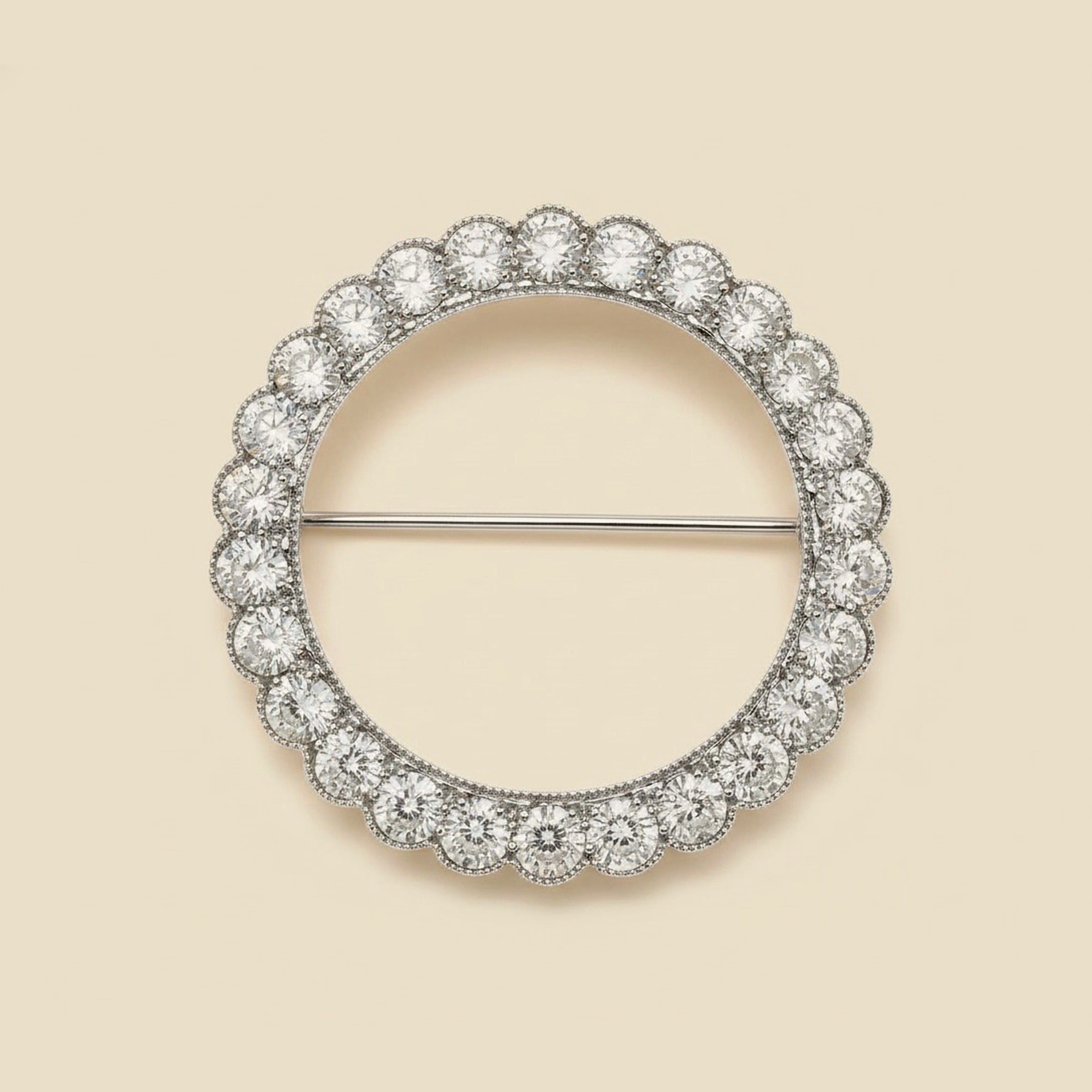 Art Deco Platinum Diamond Circle Pin