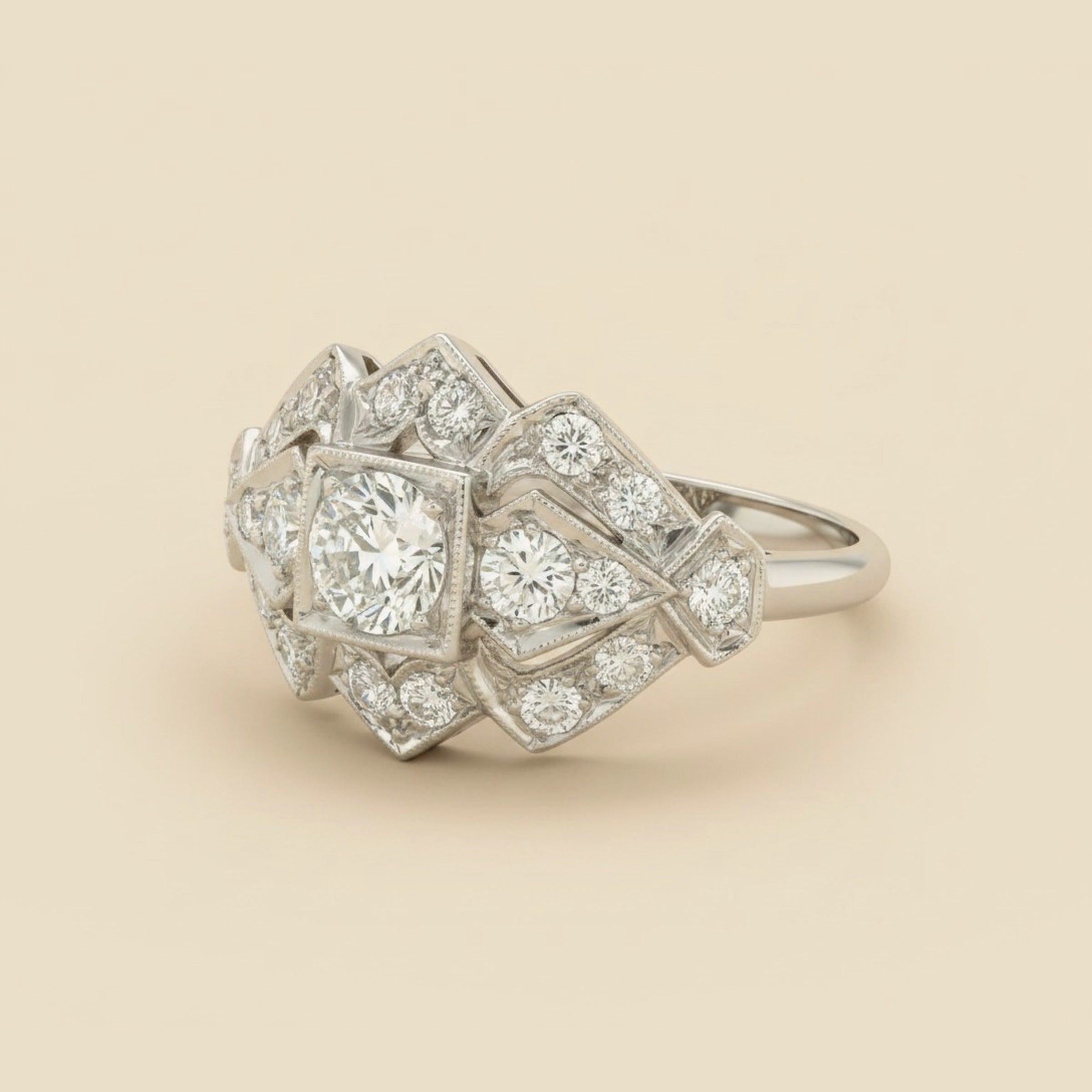 Art Deco Platinum Diamond Engagement Rings