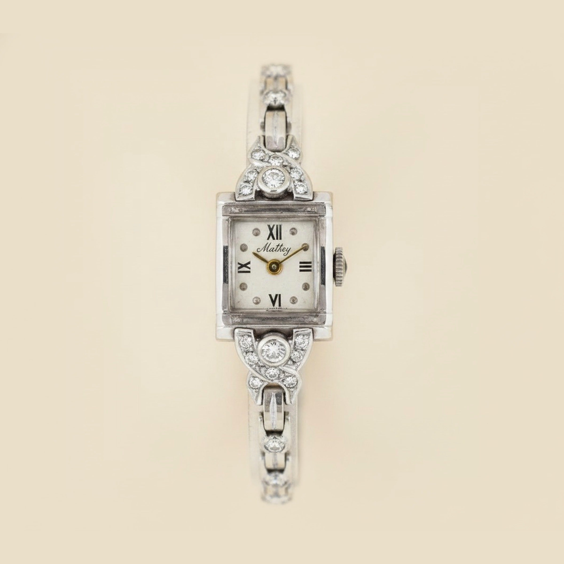 Ca. 1940's Mattey Lady's White Gold Diamond Wrist Watch – Empire Diamond