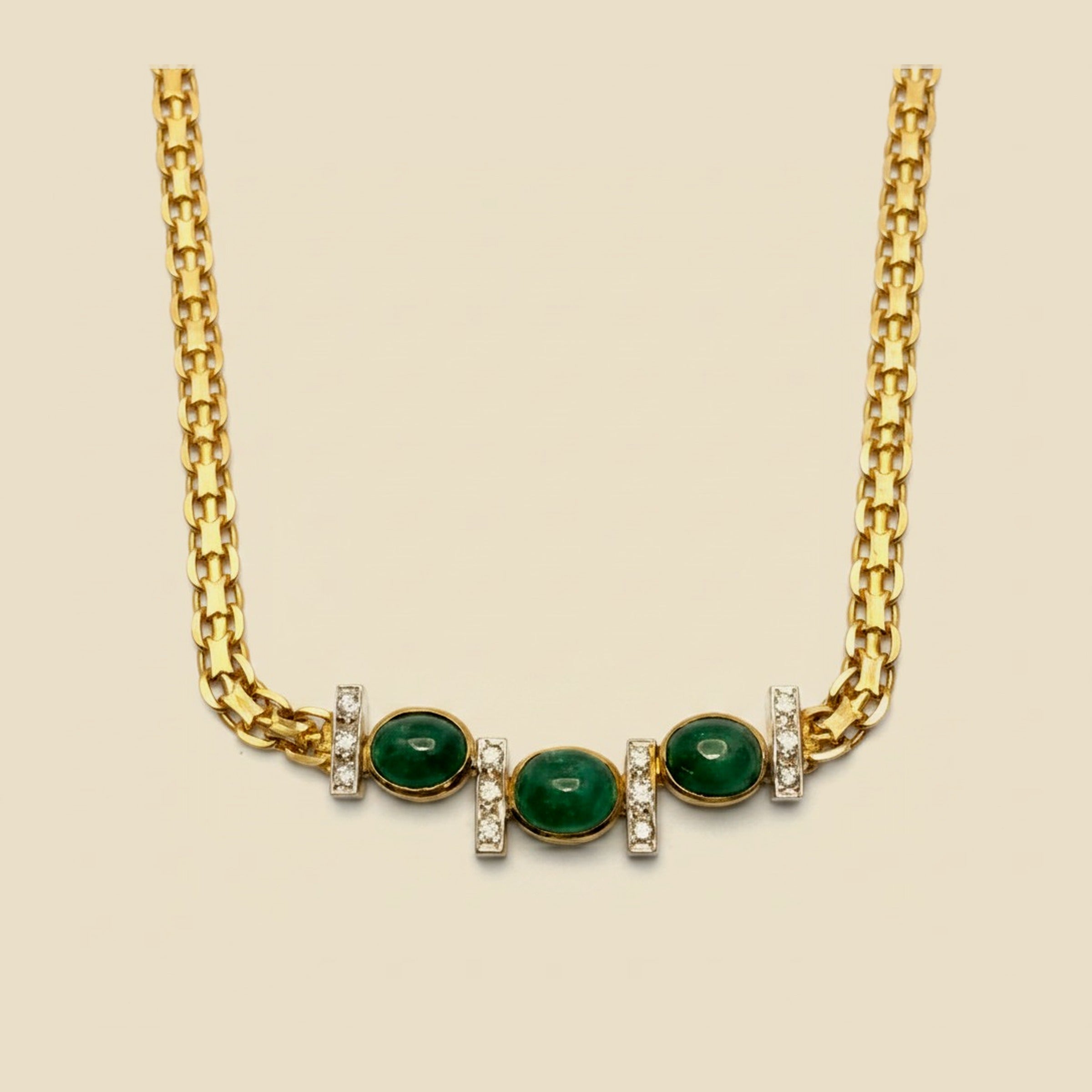 Cabachon Emerald & Diamond Necklace – Empire Diamond