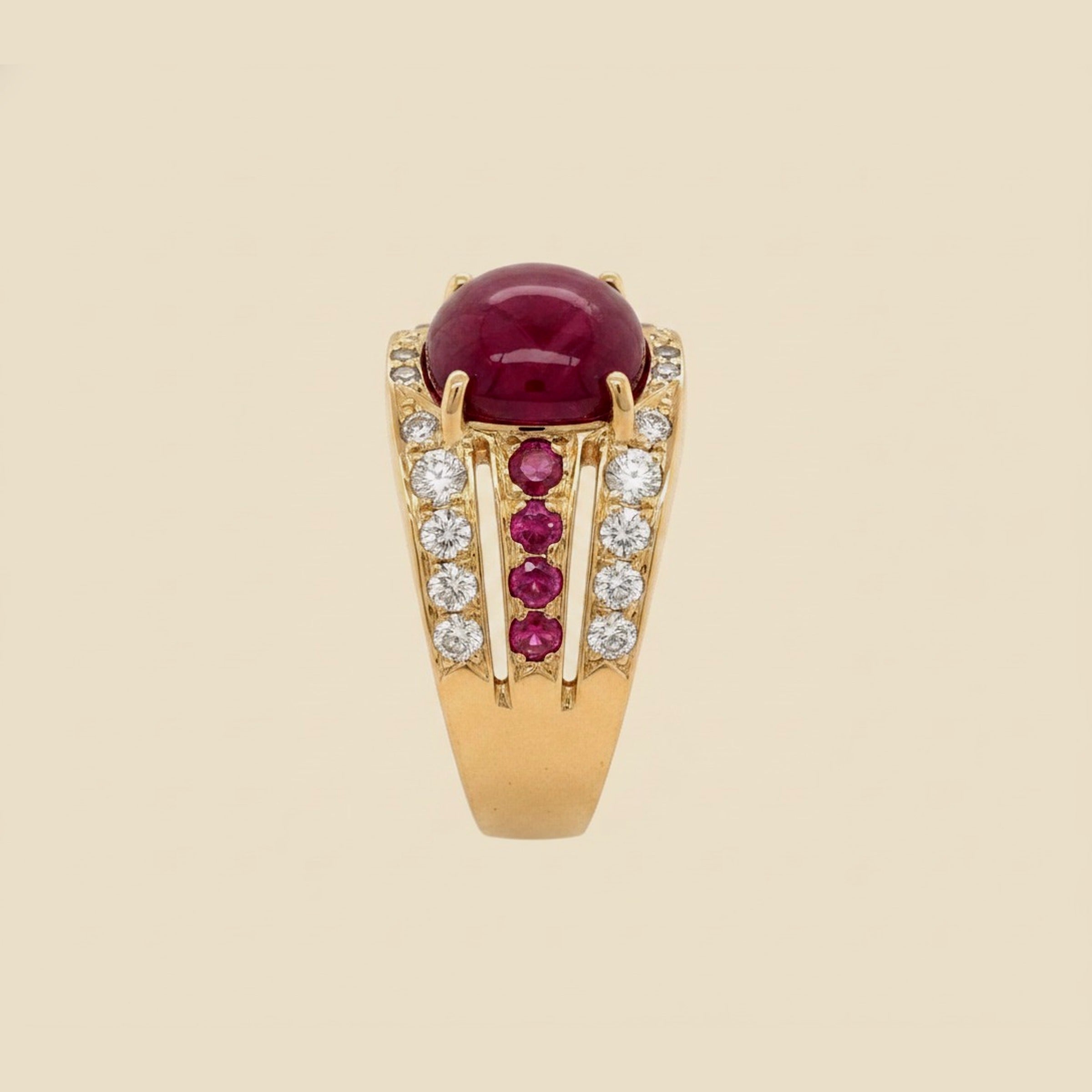 Cabochon Ruby & Diamond Cocktail Ring – Empire Diamond – view 2