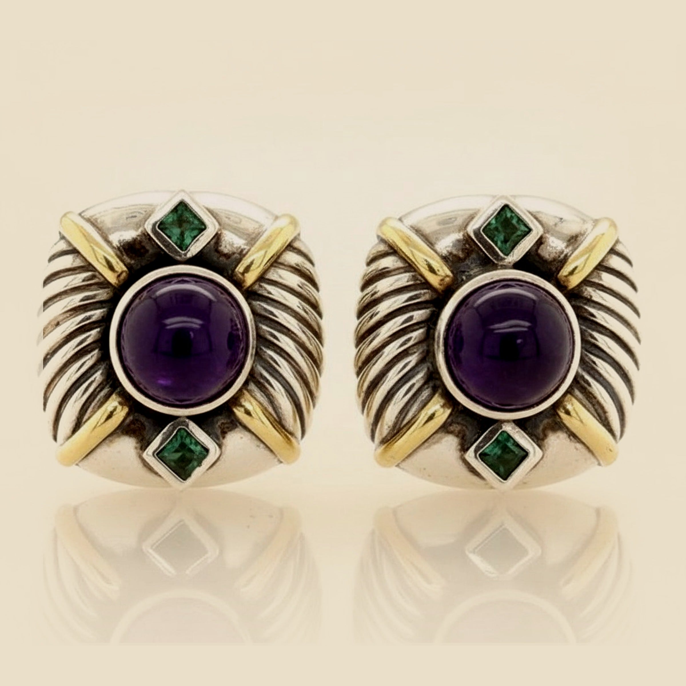 David Yurman Silver Amethyst Earrings – Empire Diamond
