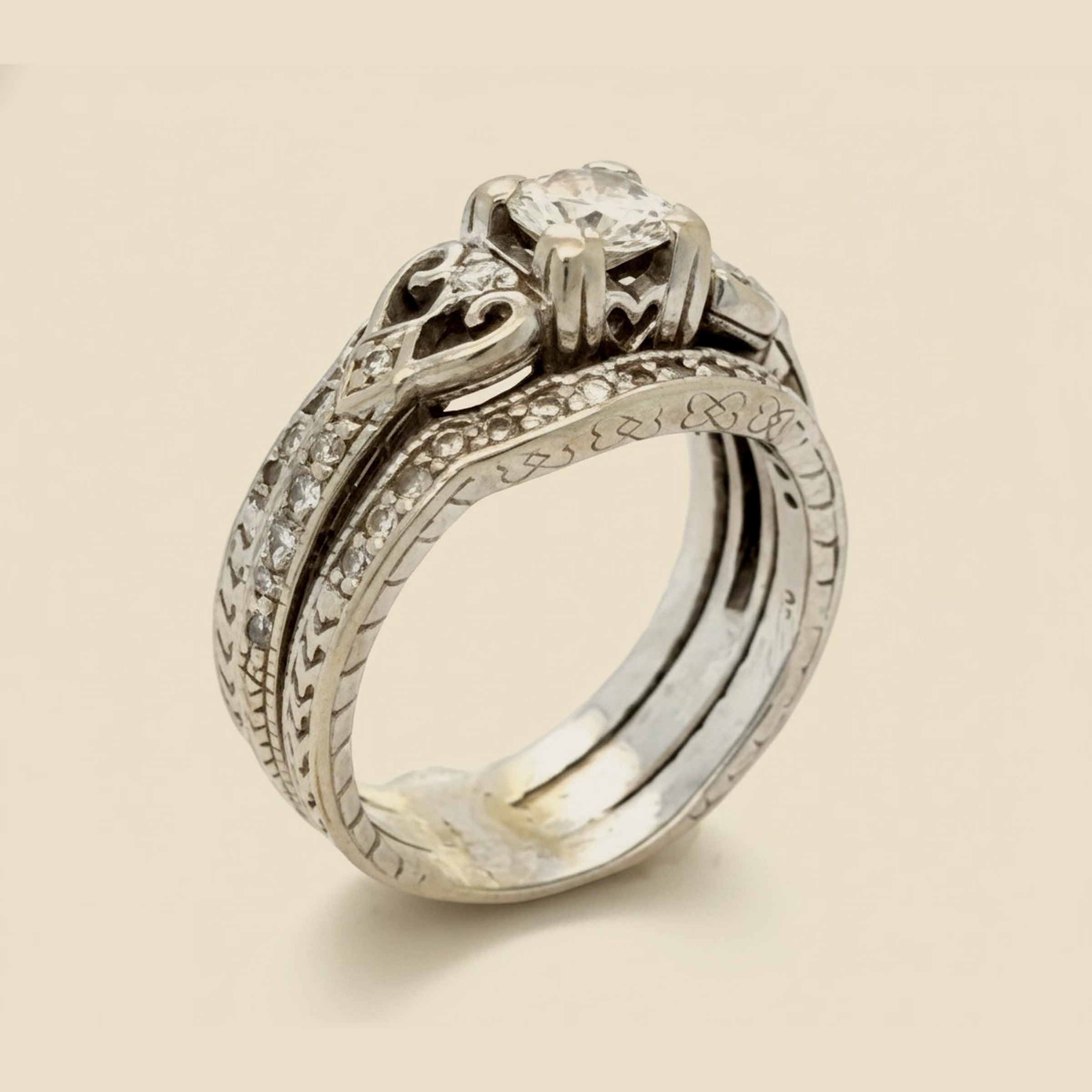 Diamond Engagement Ring & Insert Band Set